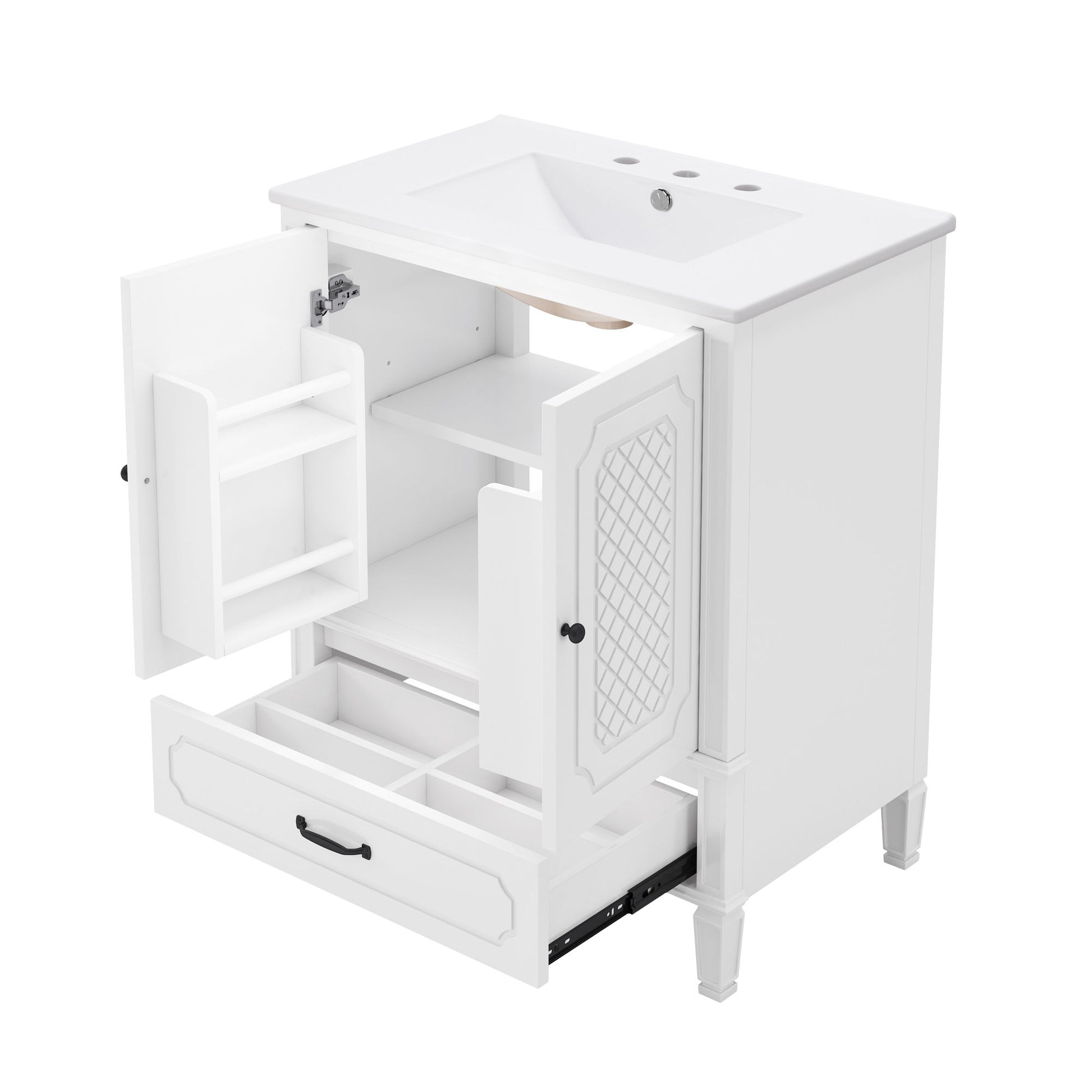 Vintage Style Bathroom Vanity With Sink, Multi Functional Storage, Soft-Closing Door - Best Buy Furniture