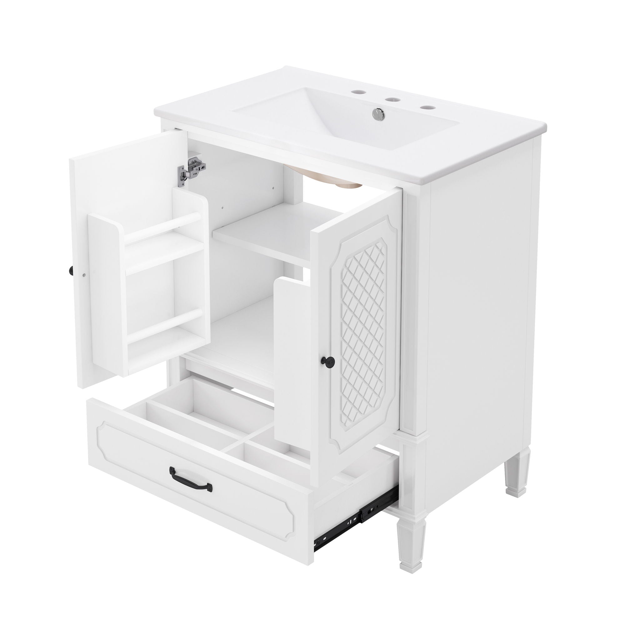 Vintage Style Bathroom Vanity With Sink, Multi Functional Storage, Soft-Closing Door - Best Buy Furniture