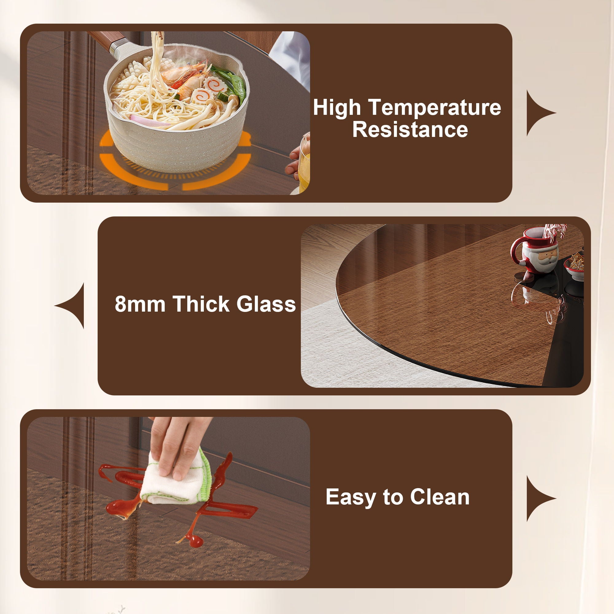 Round Dining Table With With 4 Chairs - Black / Brown