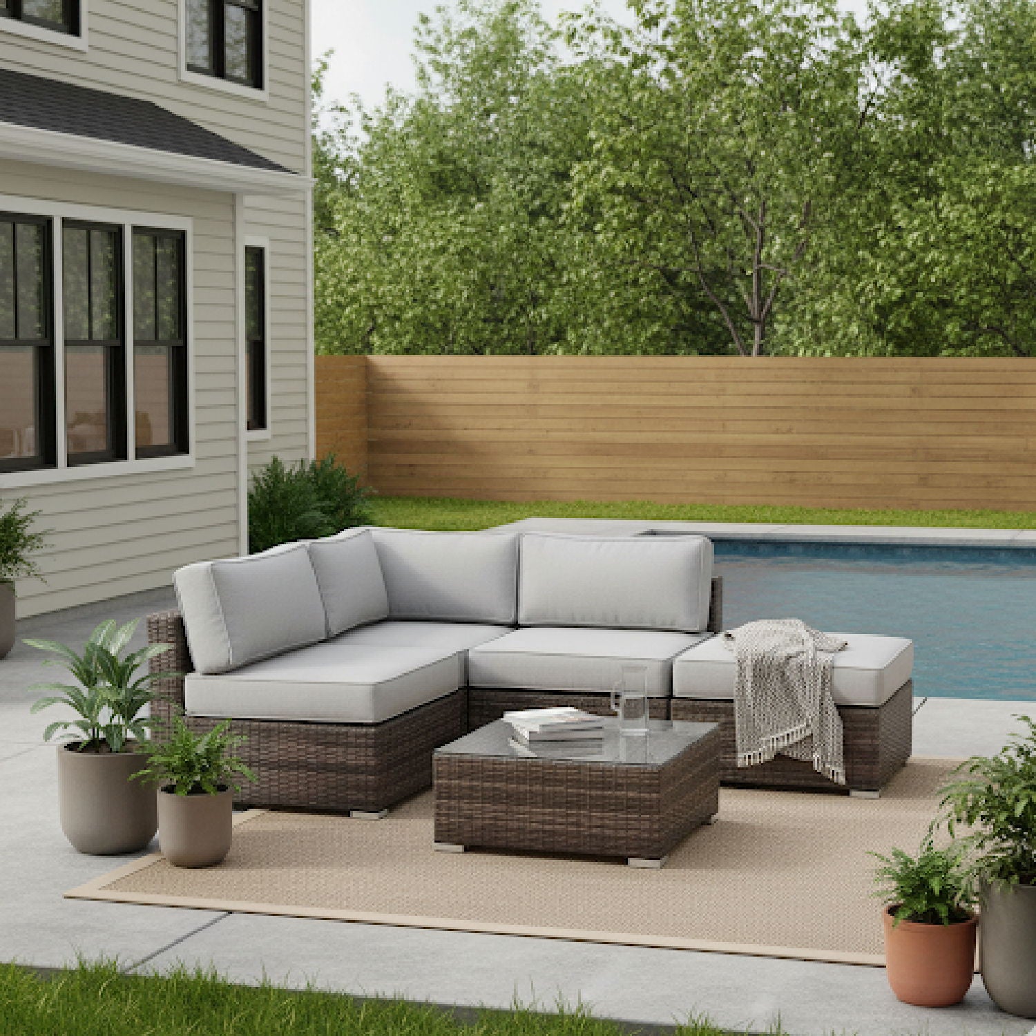 Seating Set With Cushions Handcrafted Wicker Design - Best Buy Furniture