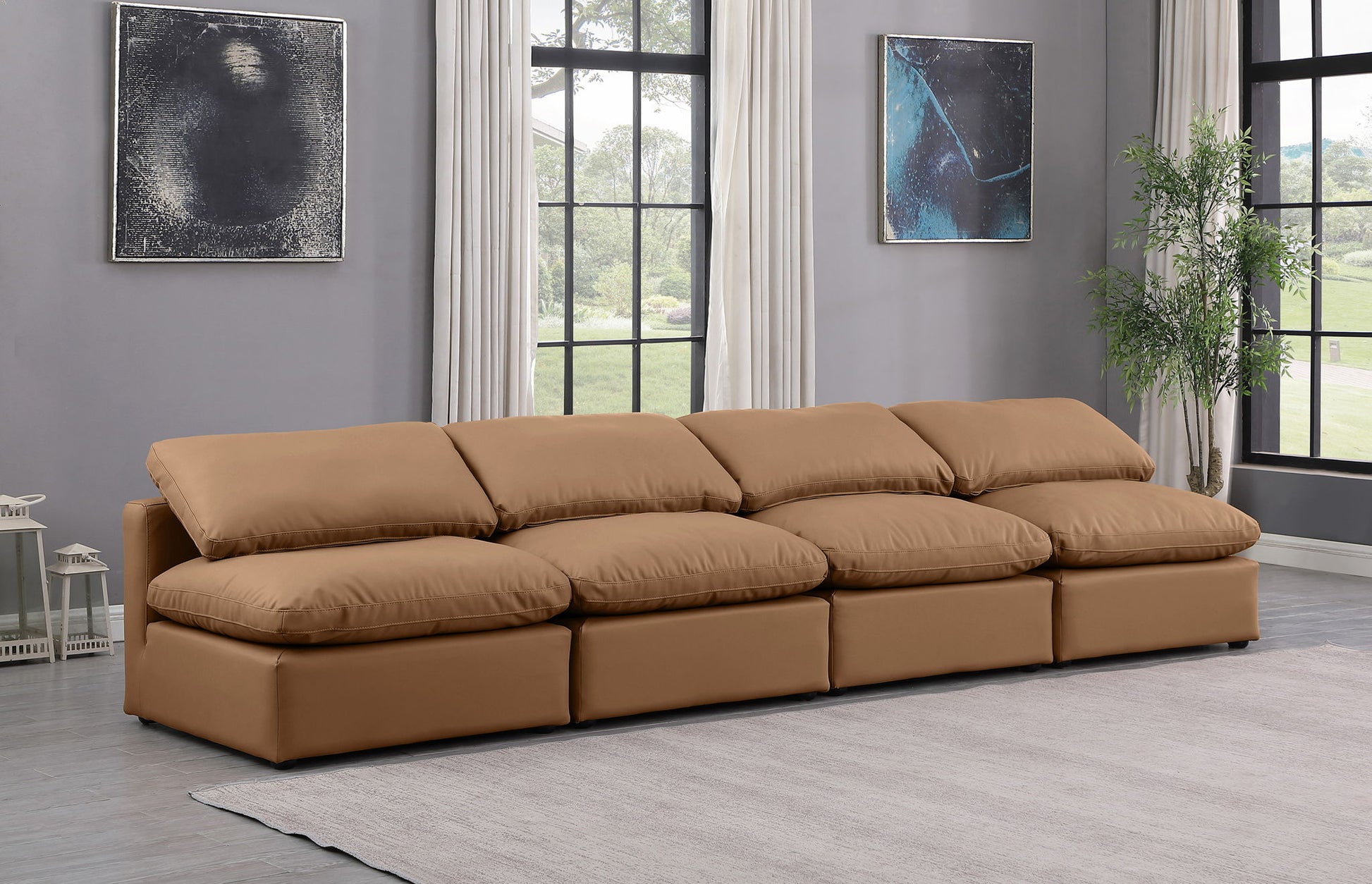 Indulge - Faux Leather 4 Seat Modular Armless Sofa - Best Buy Furniture