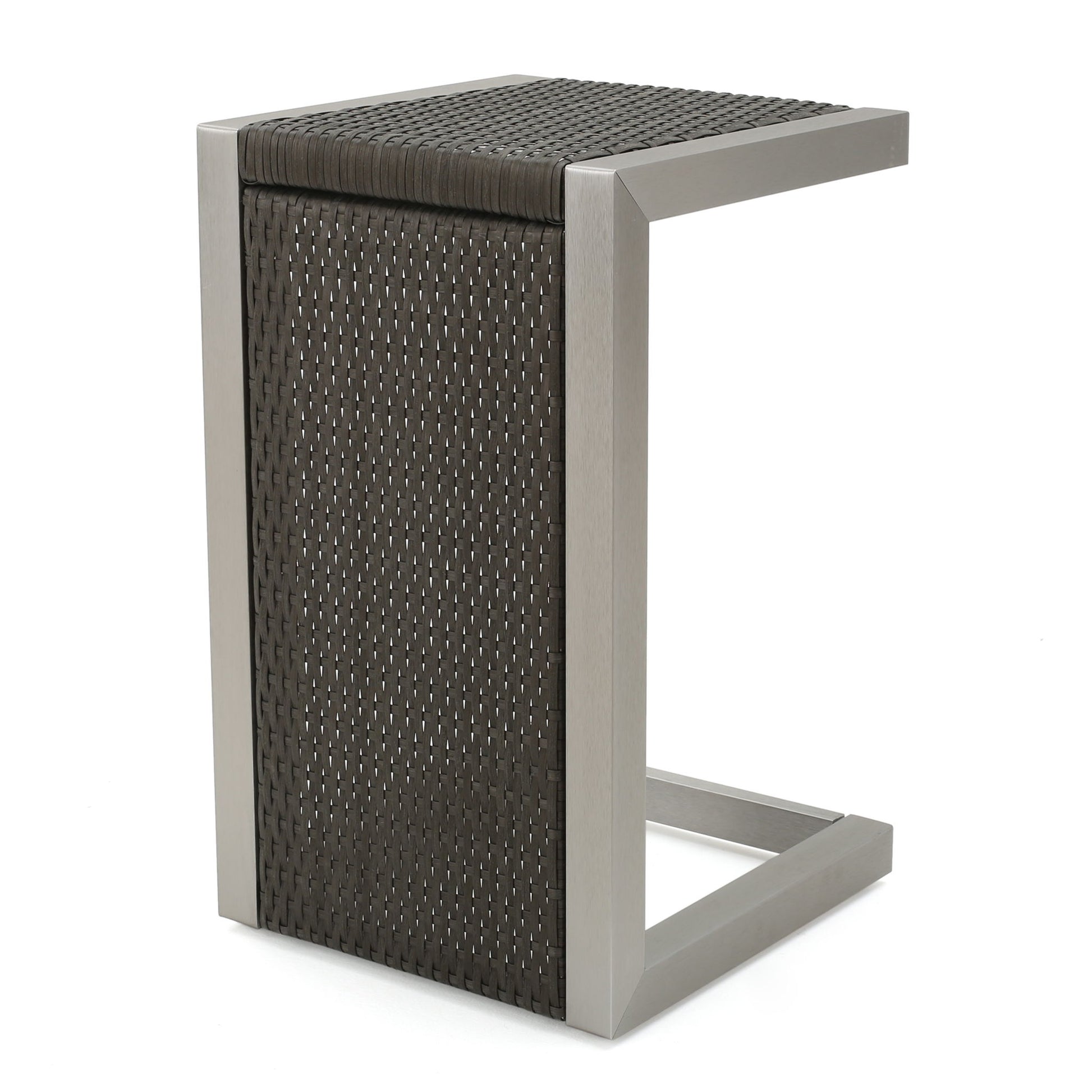 Cape - Coral Wicker C Shaped Table Modern DesignRattan And Aluminum Frame - Brown - Best Buy Furniture