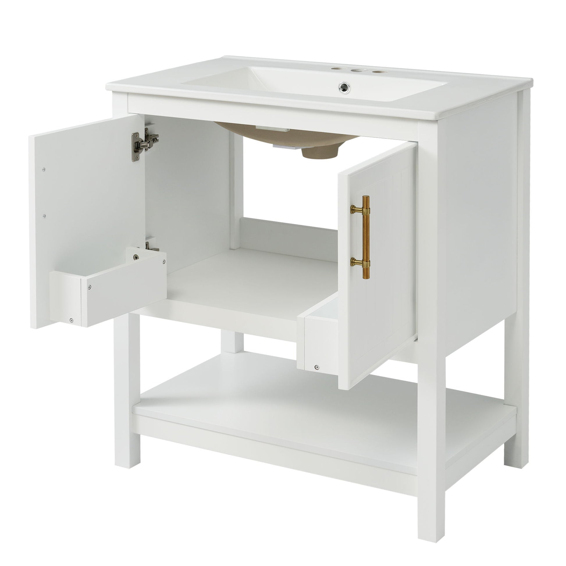 Elegant Bathroom Vanity With Ceramic Sink And Versatile Storage - Best Buy Furniture
