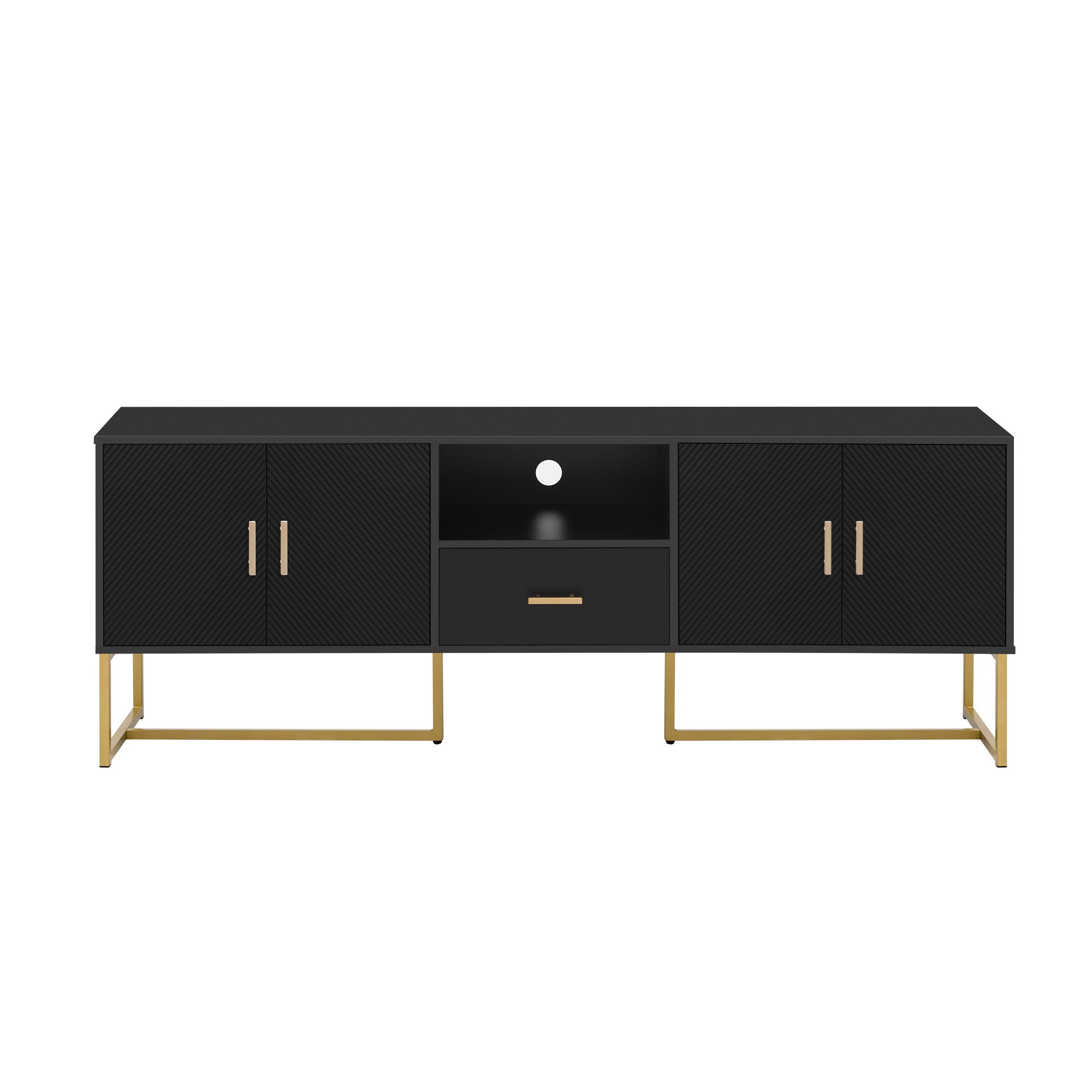 TV Cabinet With 1 Drawer, 2 Cabinets, Handles And Anti-Tip Device