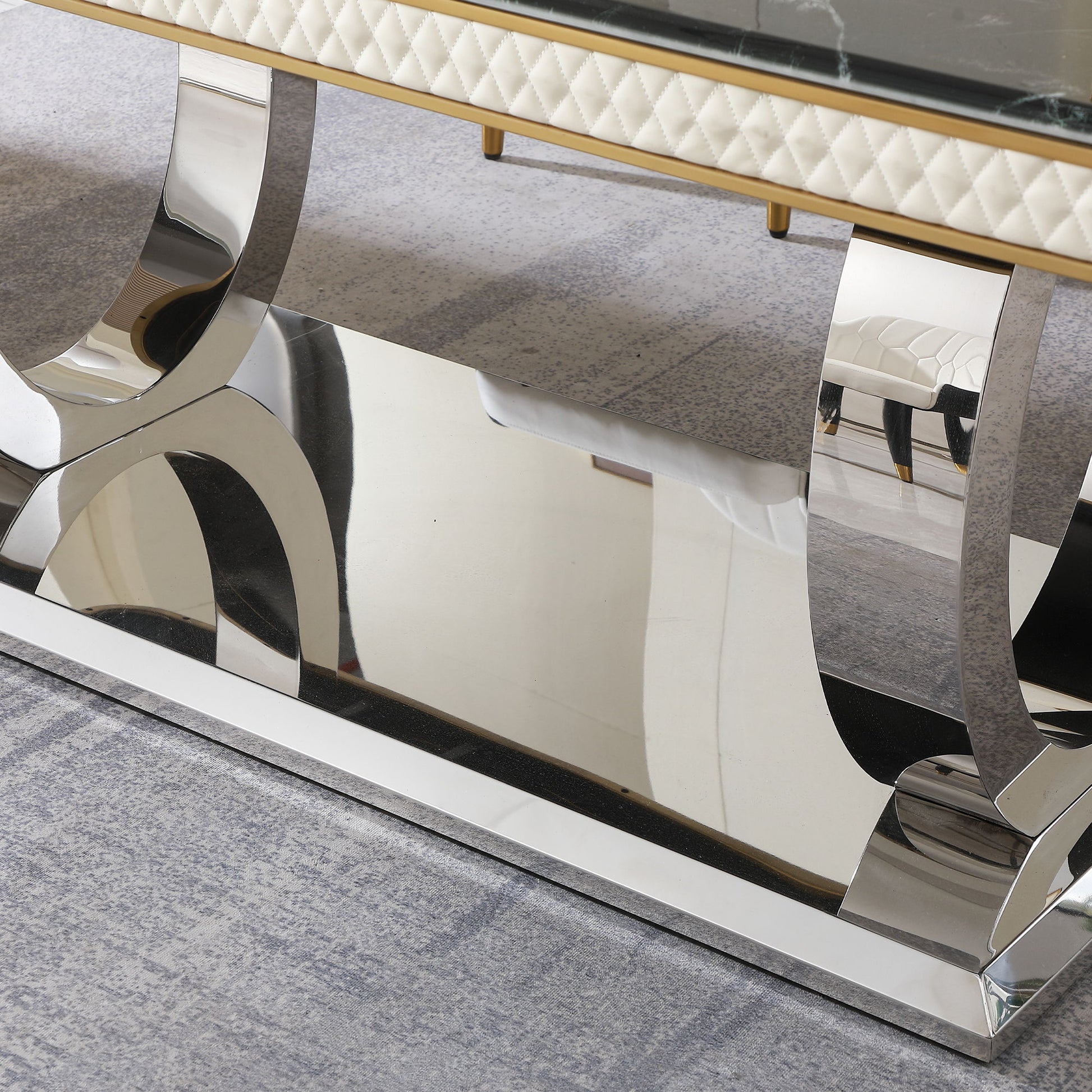 Luxury Modern Dining Table With 6 Chairs Marble Top Titanium Plated Base - Black - Best Buy Furniture