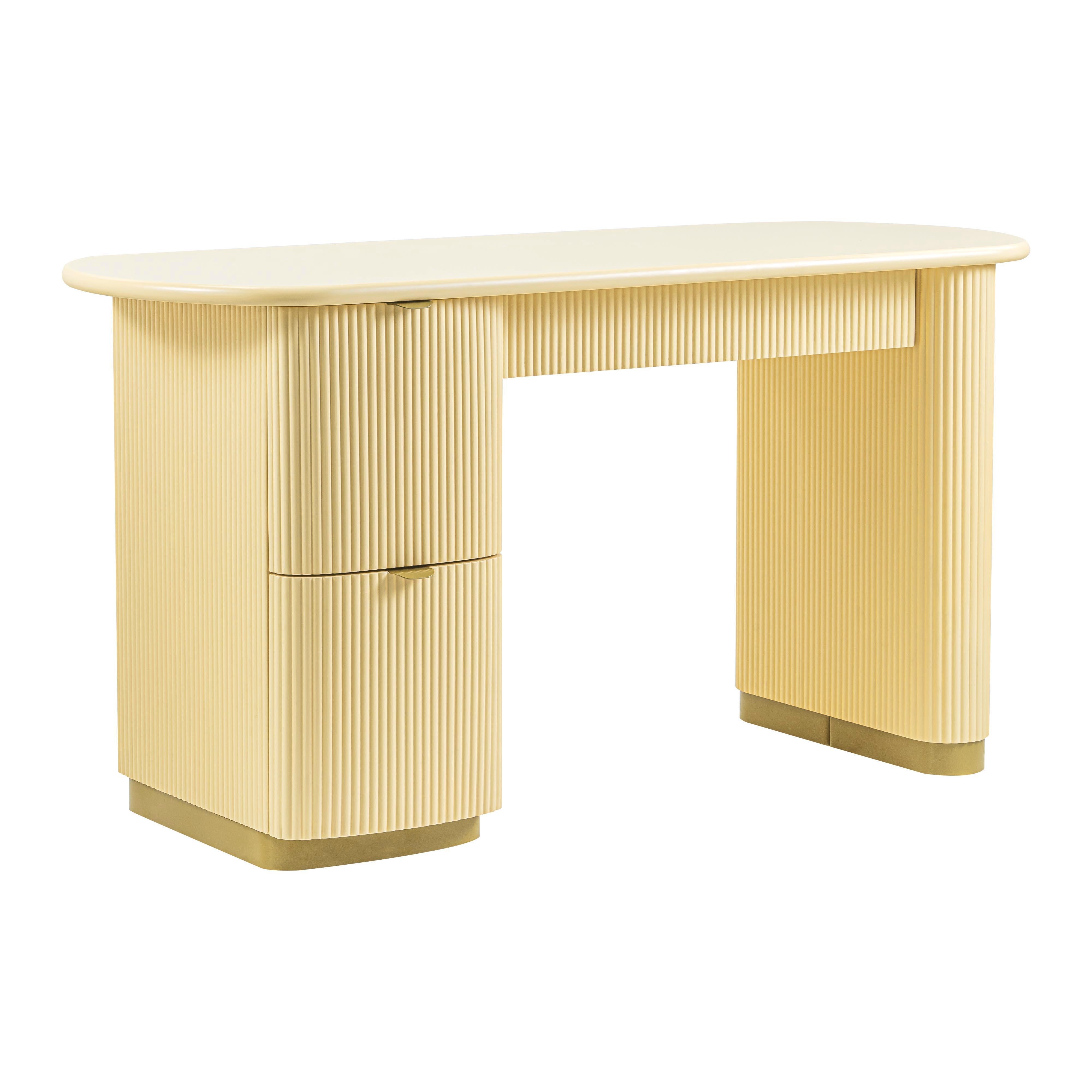 Francesca - 3-Drawer Desk - Yellow Peach