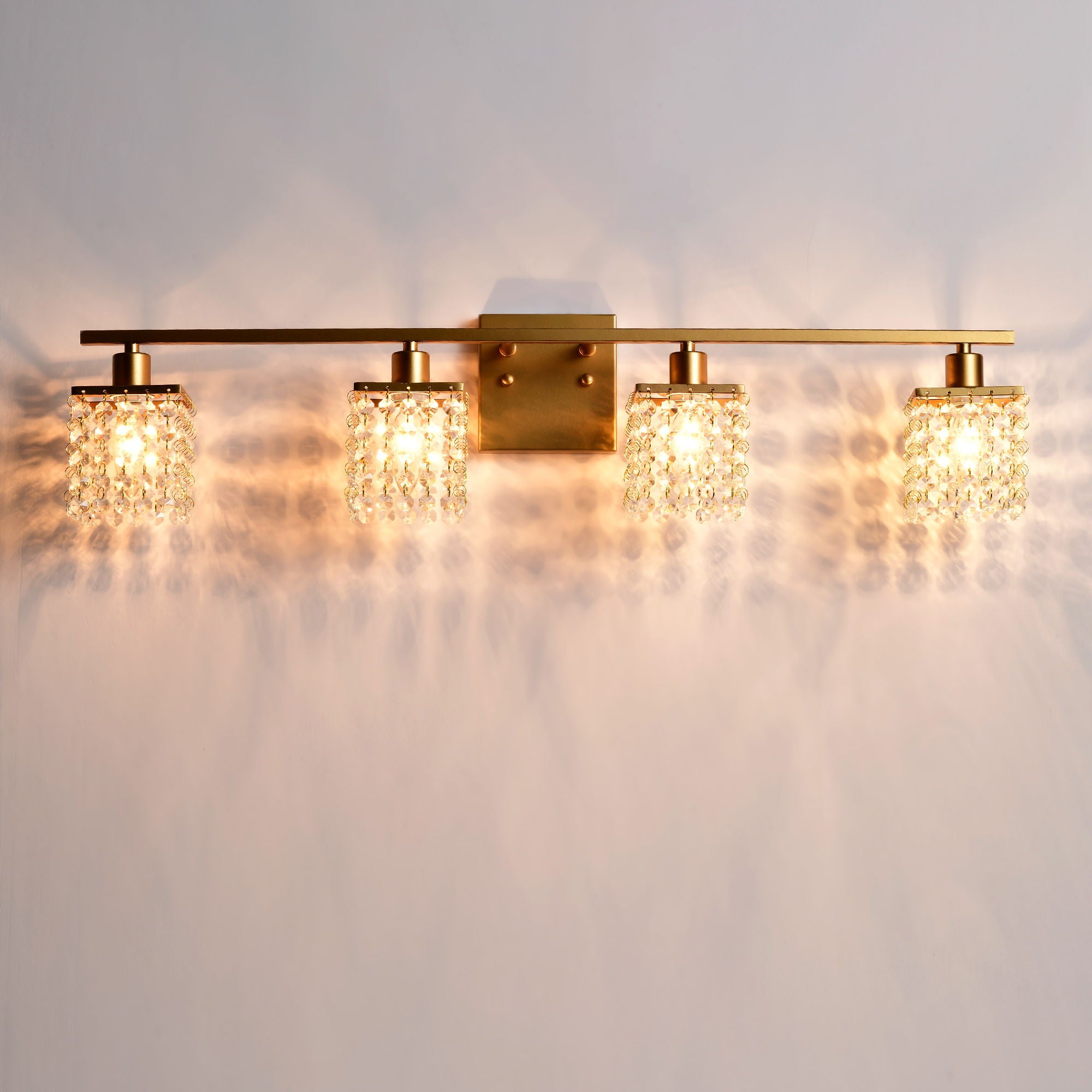 4 Light Bathroom Light, Modern Vanity Lights With Crystal Shade, Vintage Light Fixture Bathroom Over Mirror Wall Lights For Kitchen Dinning Room Bedroom Hallway (Does Not Include Light Bulbs) - Gold