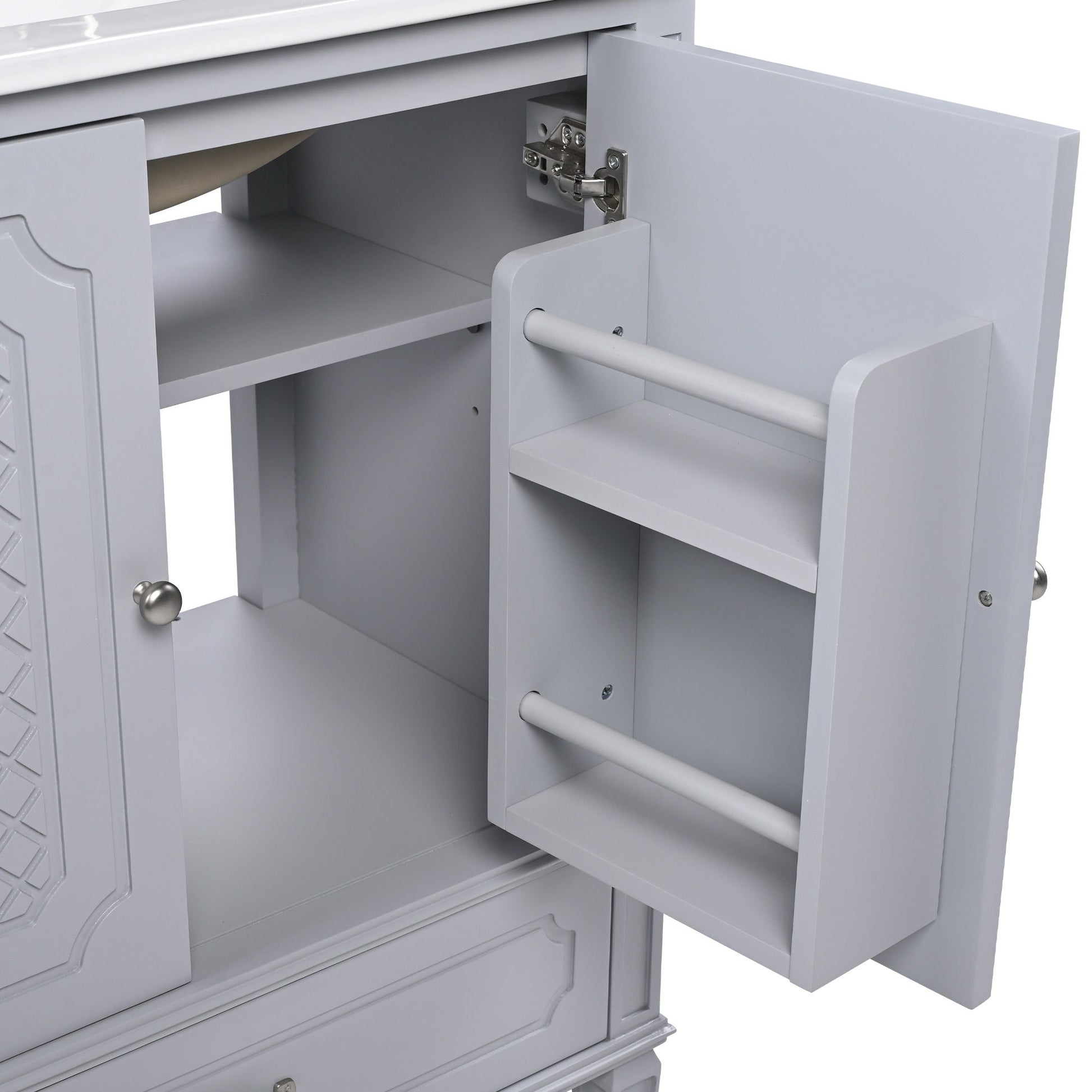 Vintage Style Bathroom Vanity With Sink, Multi Functional Storage, Soft-Closing Door - Best Buy Furniture