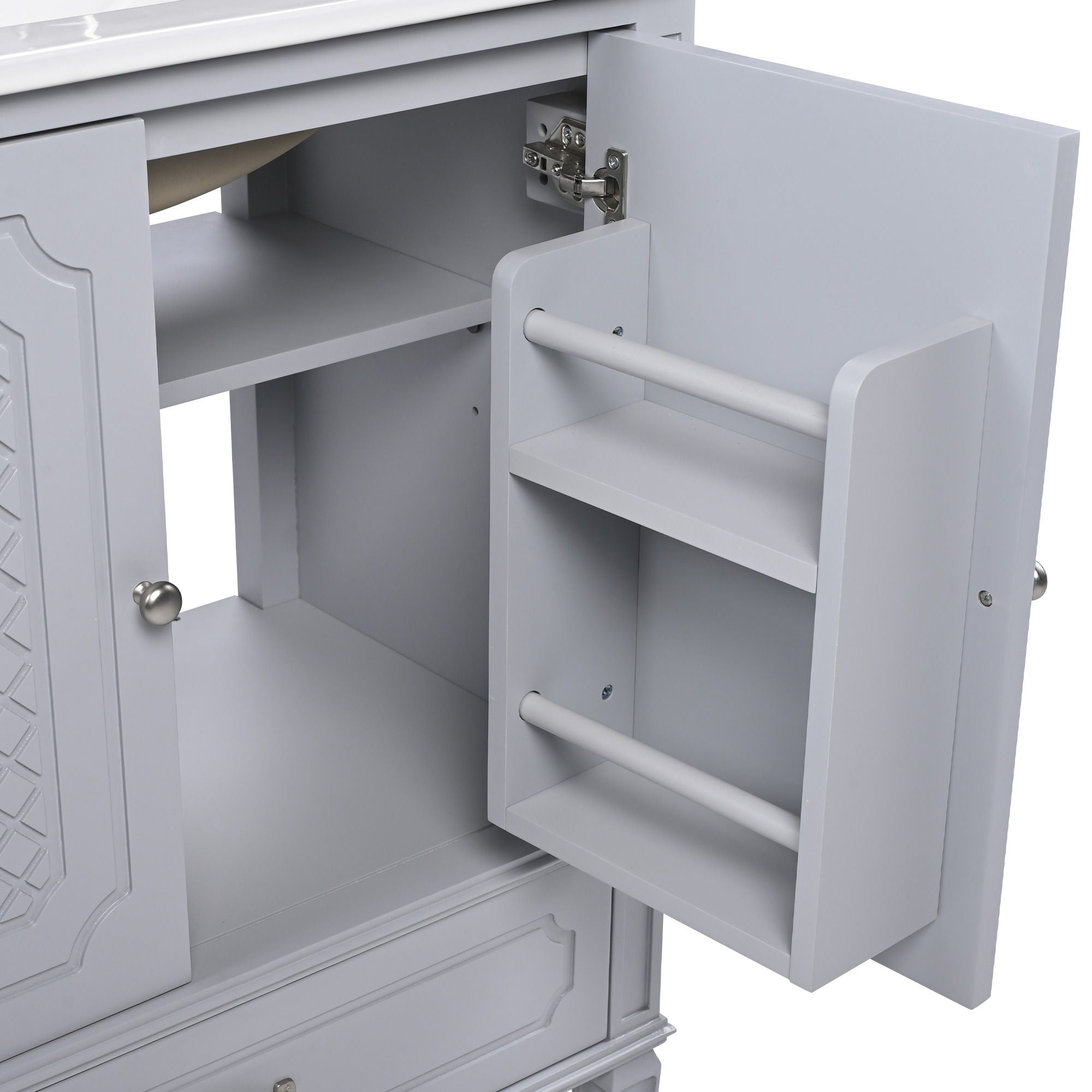 Vintage Style Bathroom Vanity With Sink, Multi Functional Storage, Soft-Closing Door - Best Buy Furniture