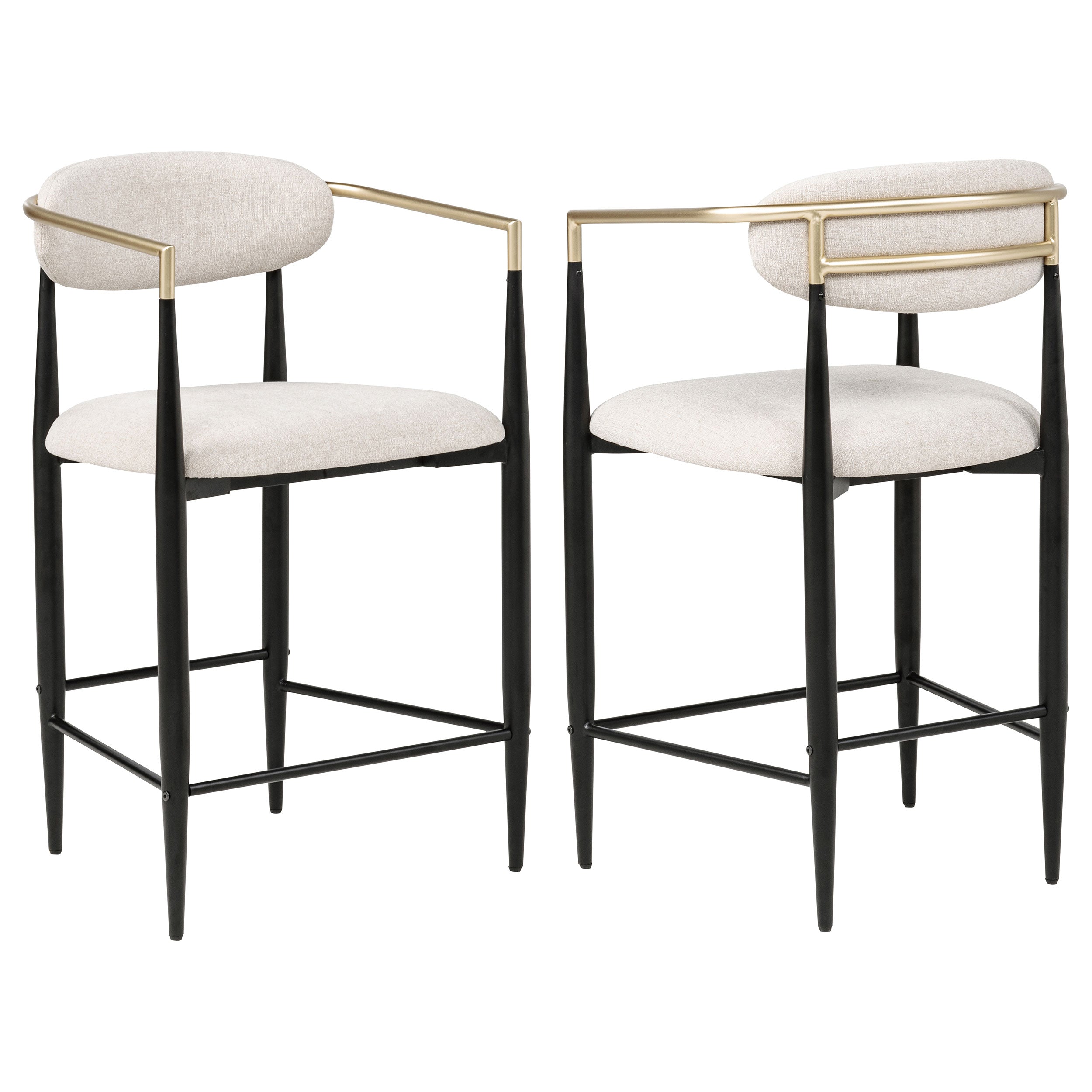 Tina Fabric Upholstered Counter Chair Beige (Set of 2)-