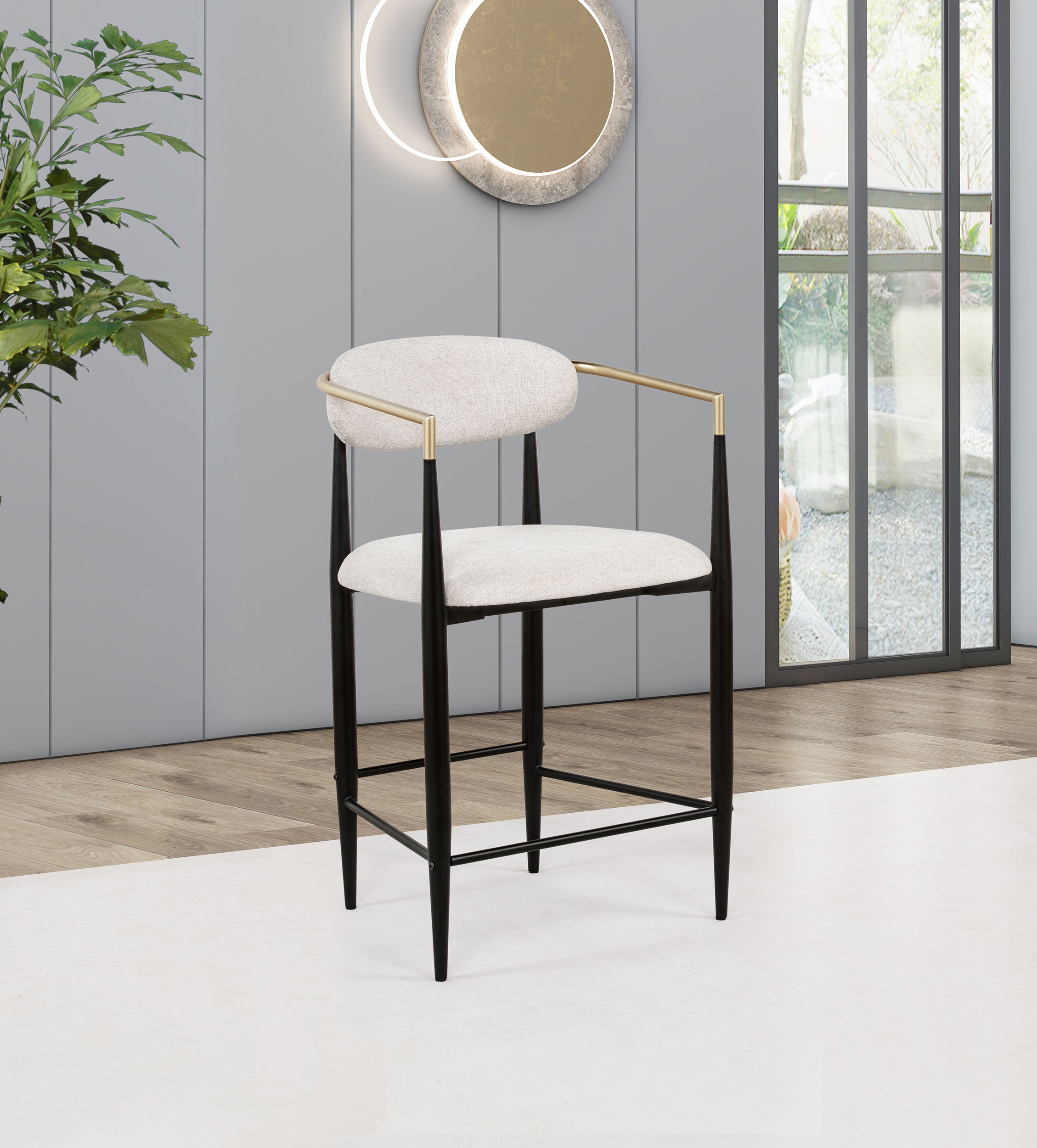Tina Fabric Upholstered Counter Chair Beige (Set of 2)-
