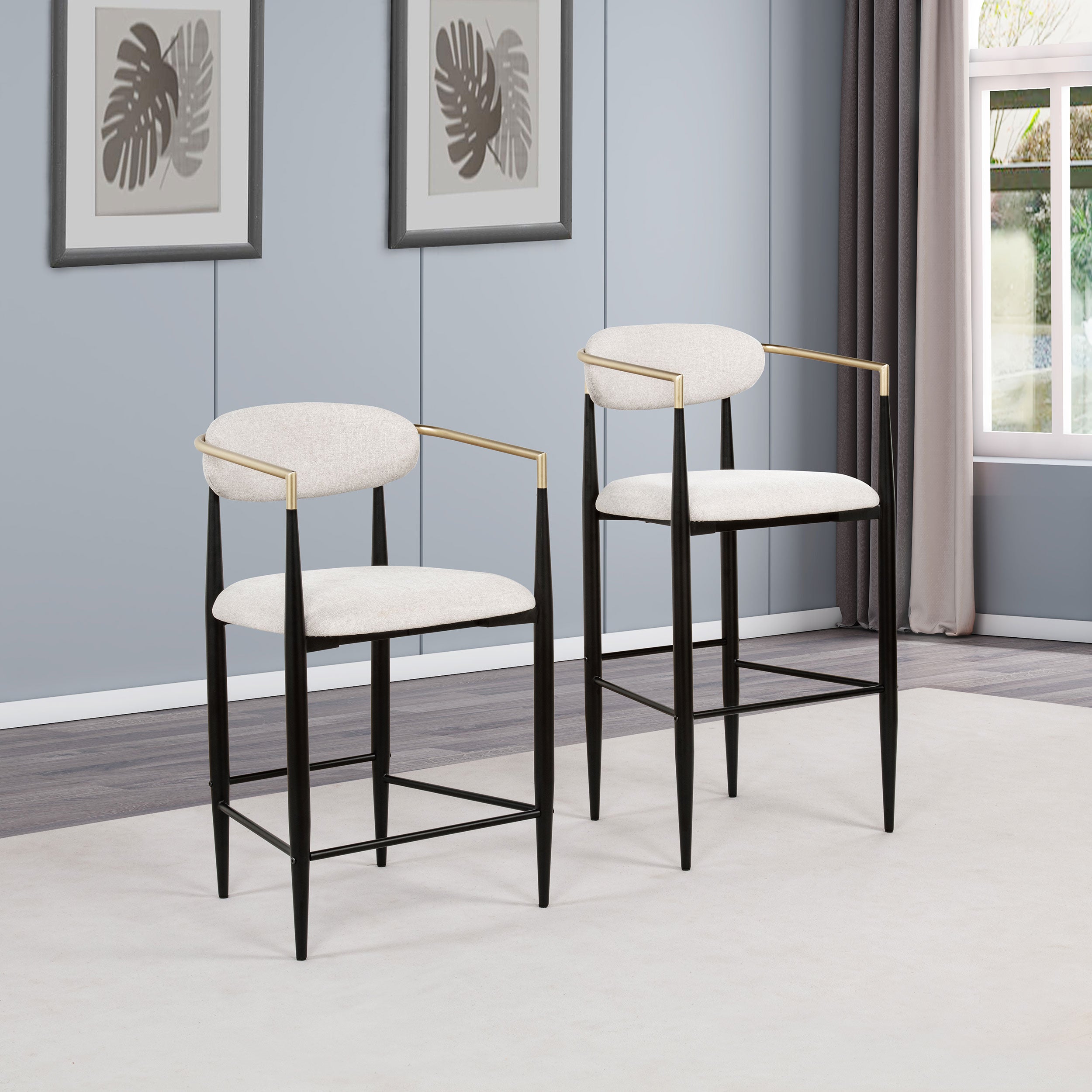 Tina Fabric Upholstered Counter Chair Beige (Set of 2)-