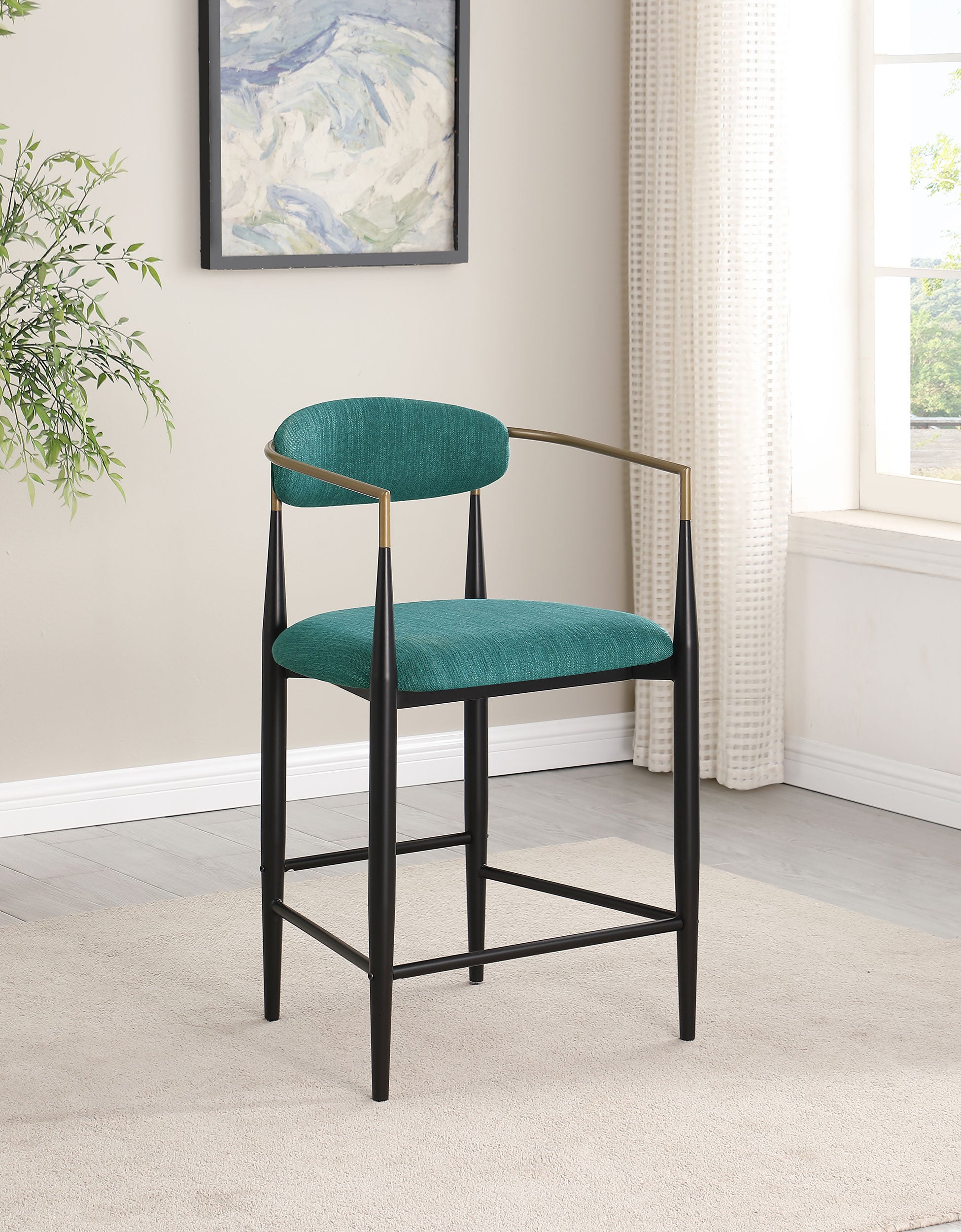 Tina Fabric Upholstered Counter Chair Green (Set of 2)-