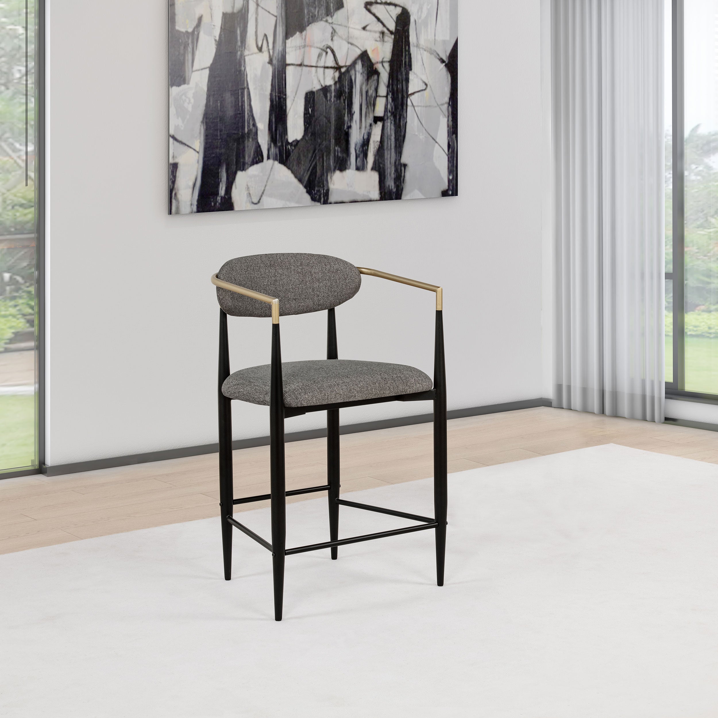 Tina Fabric Upholstered Counter Chair Dark Grey (Set of 2)-