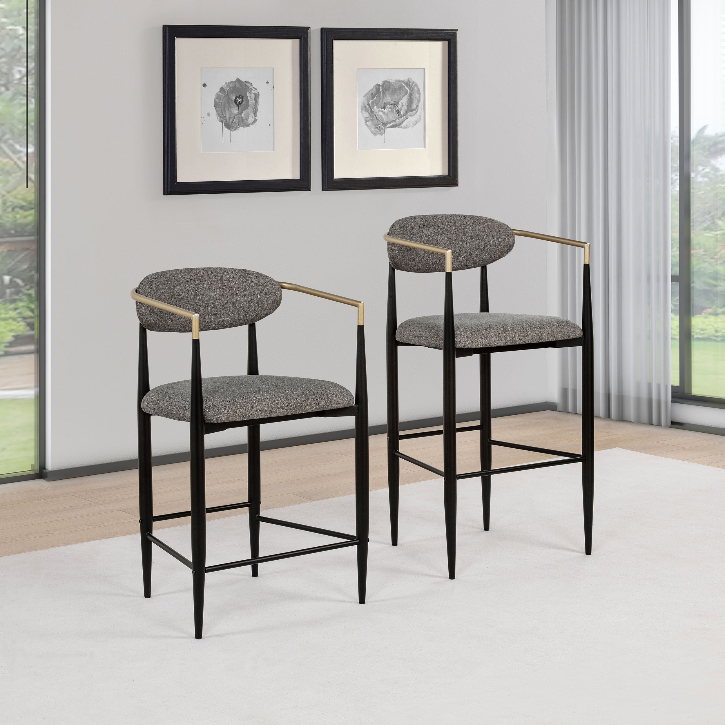 Tina Fabric Upholstered Counter Chair Dark Grey (Set of 2)-