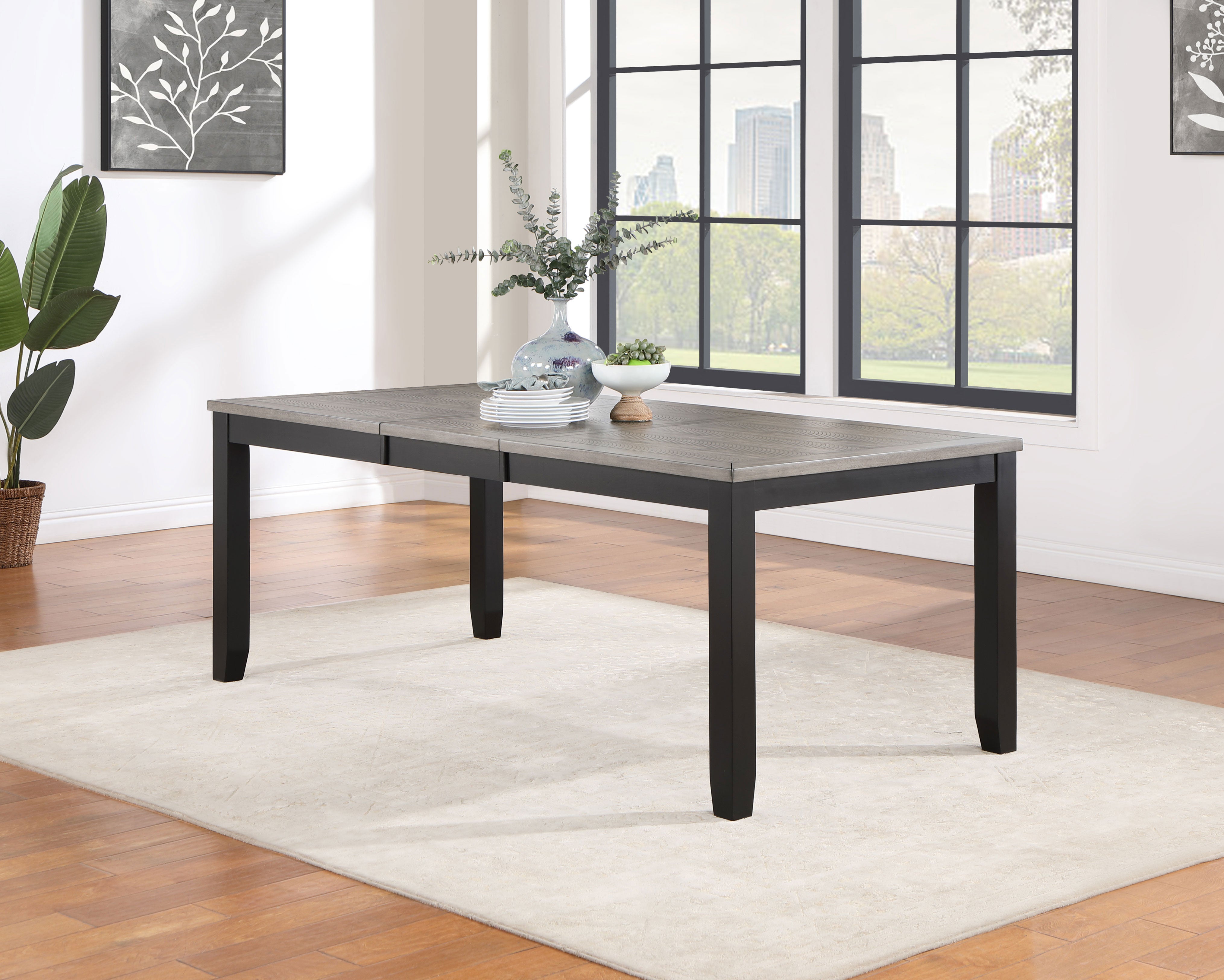 Elodie Rectangular 78-inch Extension Leaf Dining Table Black-