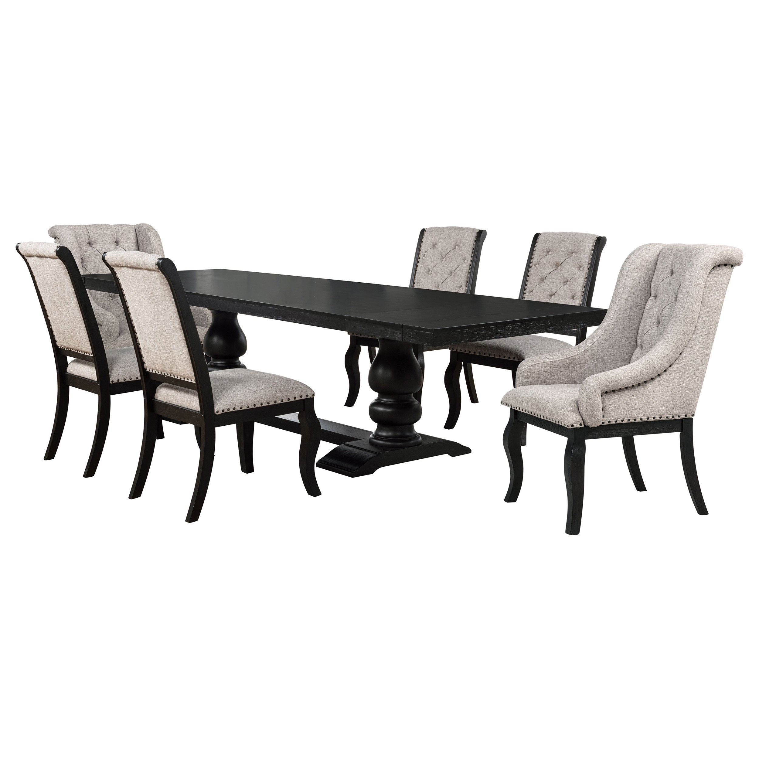 Phelps 7-piece Rectangular Dining Table Set Distressed Noir-Coaster