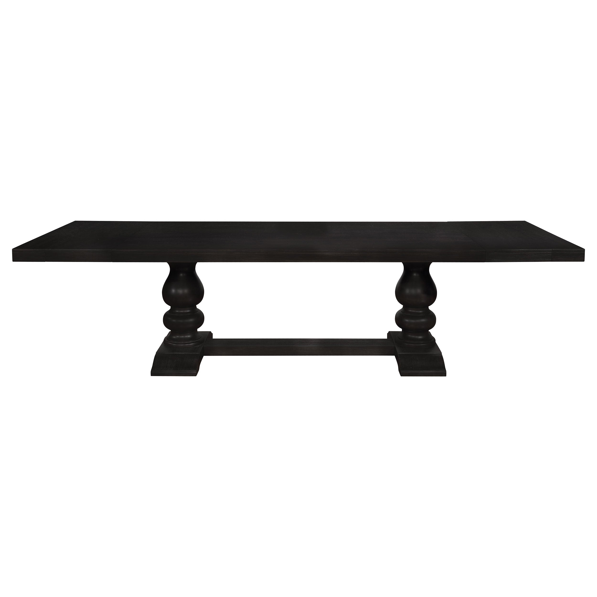 Phelps 123-inch Extension Leaf Dining Table Distressed Noir-CoasterEssence