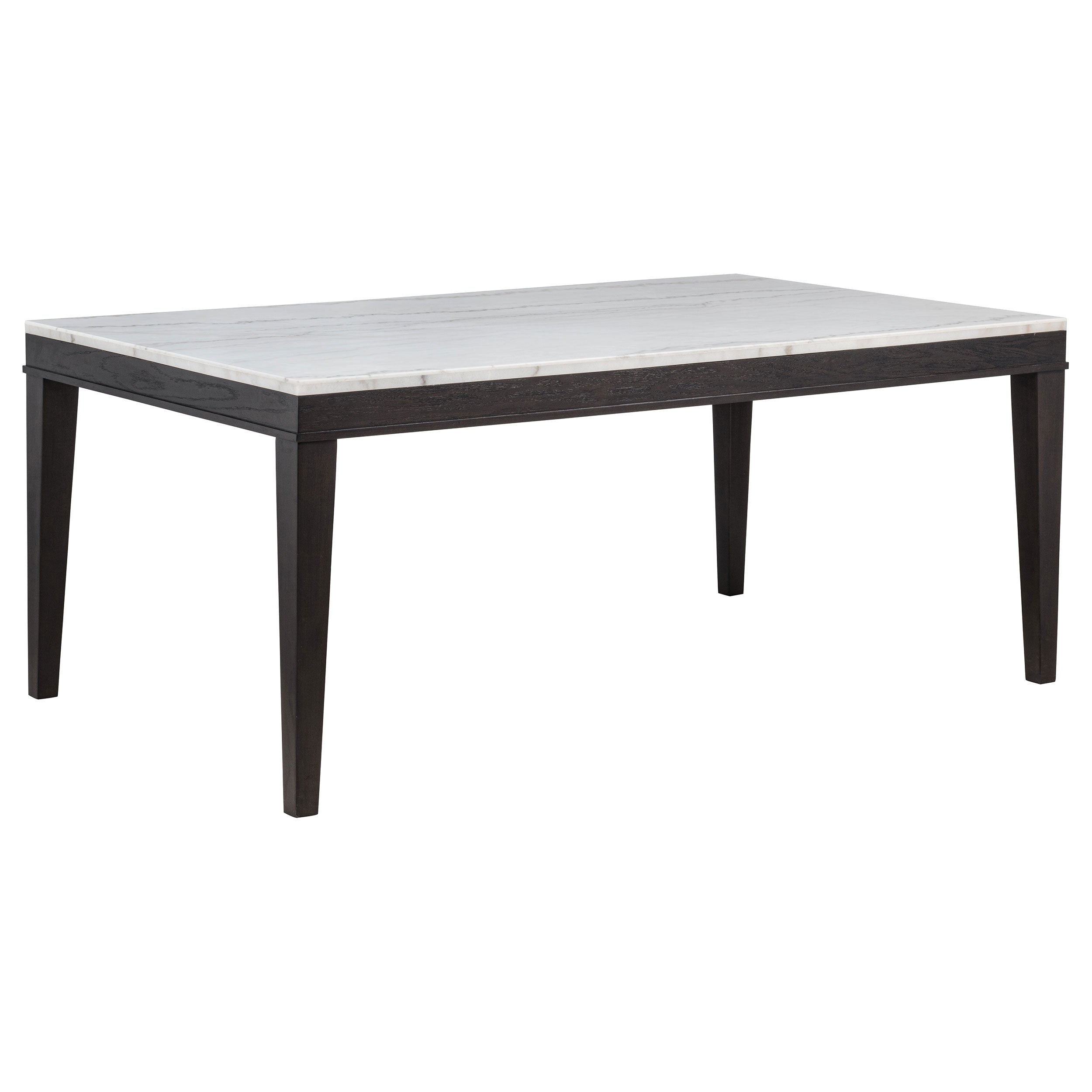 Averill 72-inch Rectangular White Marble Top Dining Table Coffee Bean-