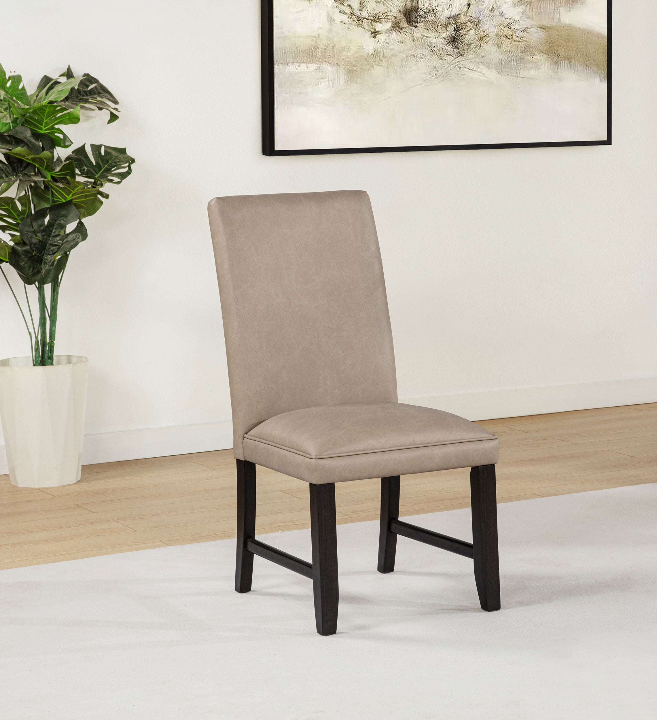 Averill Faux Leather Upholstered Dining Side Chair Tan (Set of 2)-