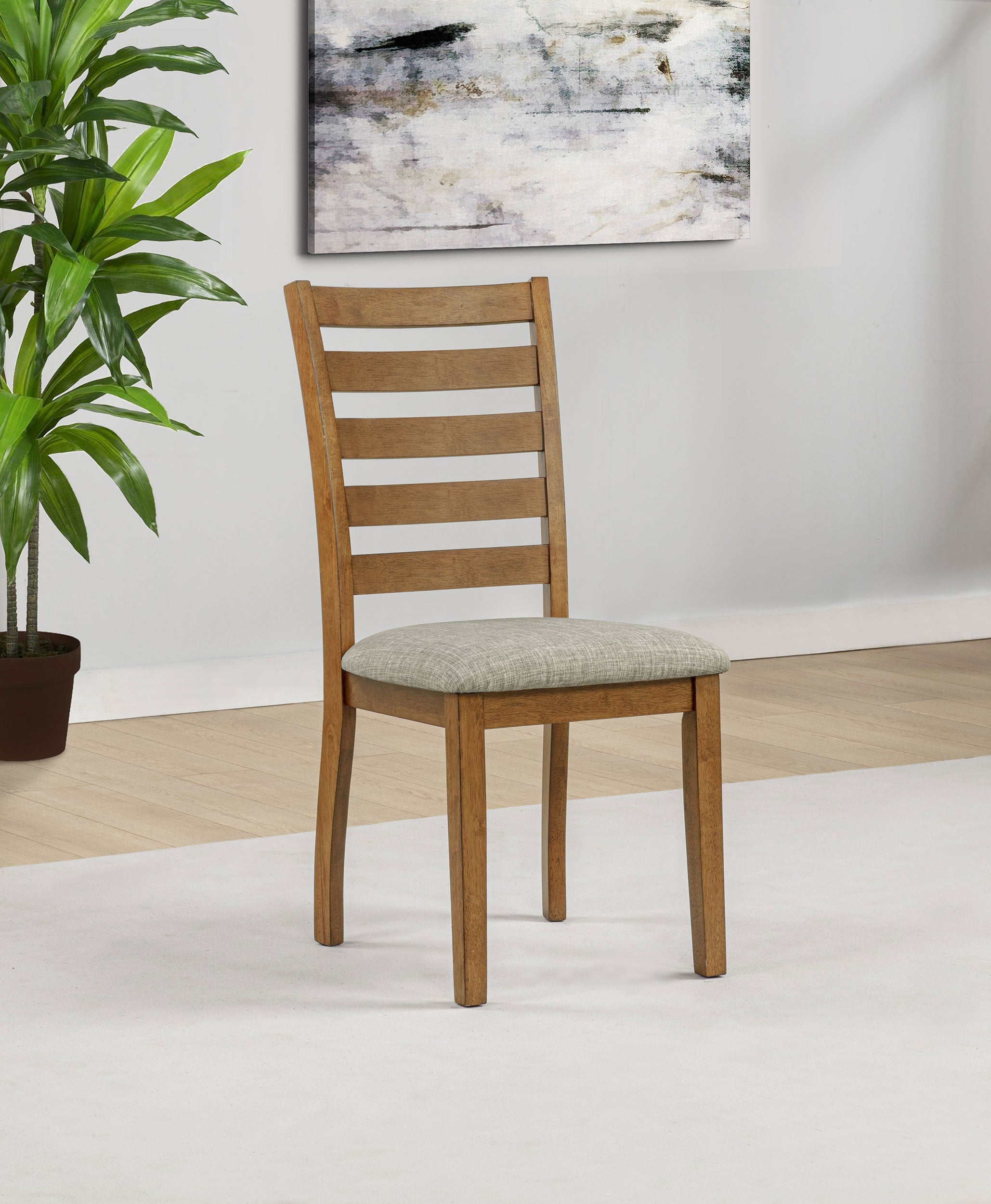 Atwood Wood Dining Side Chair Upholstered Seat Warm Brown-
