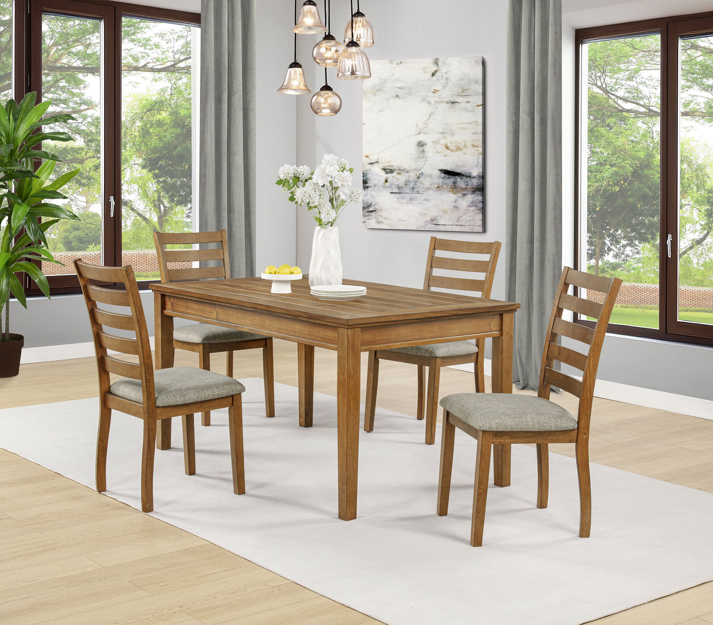 Atwood Wood Dining Side Chair Upholstered Seat Warm Brown-