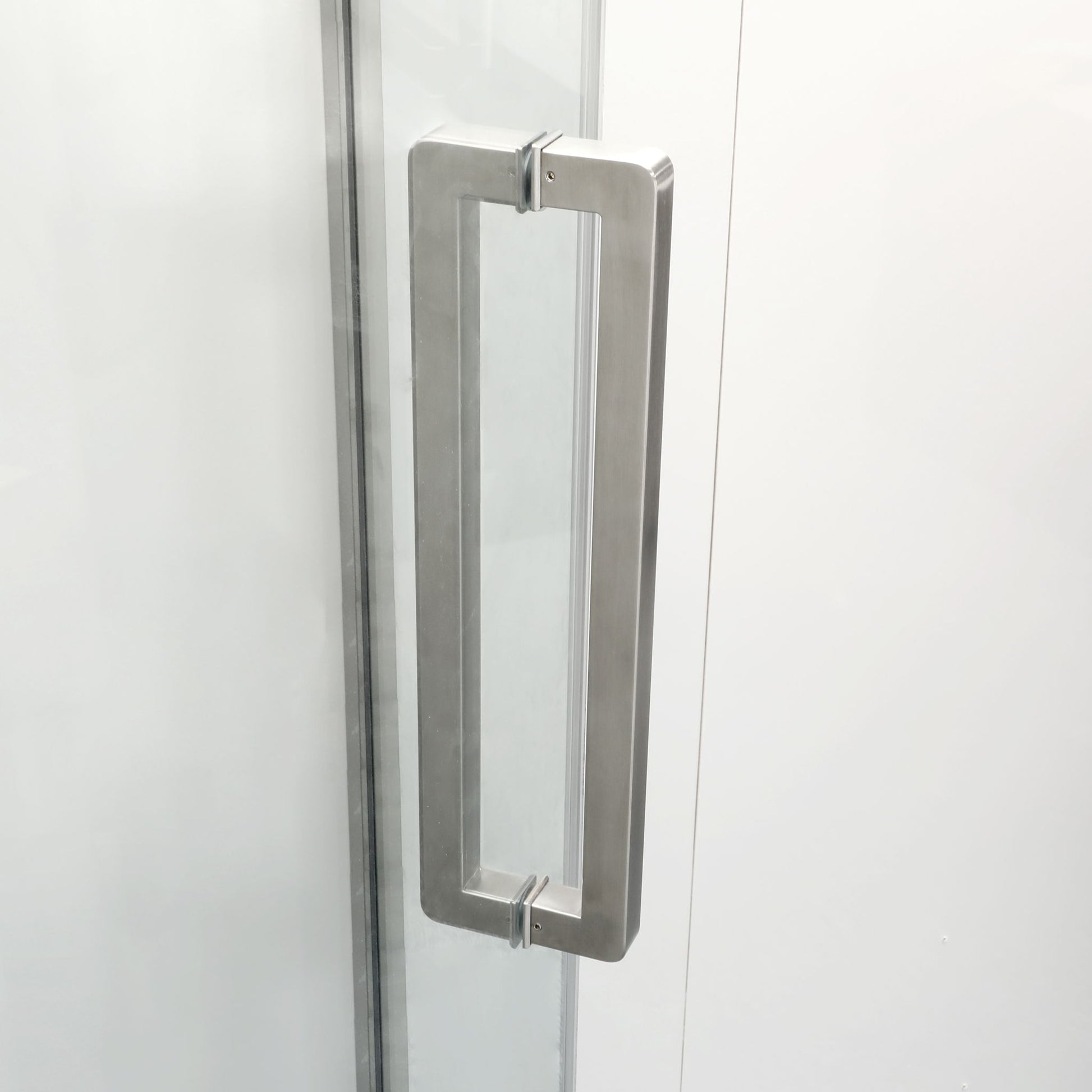 Semi Frameless Neo Angle Hinged Shower Enclosure With Clear Tempered Glass - Brushed Nickel - Best Buy Furniture