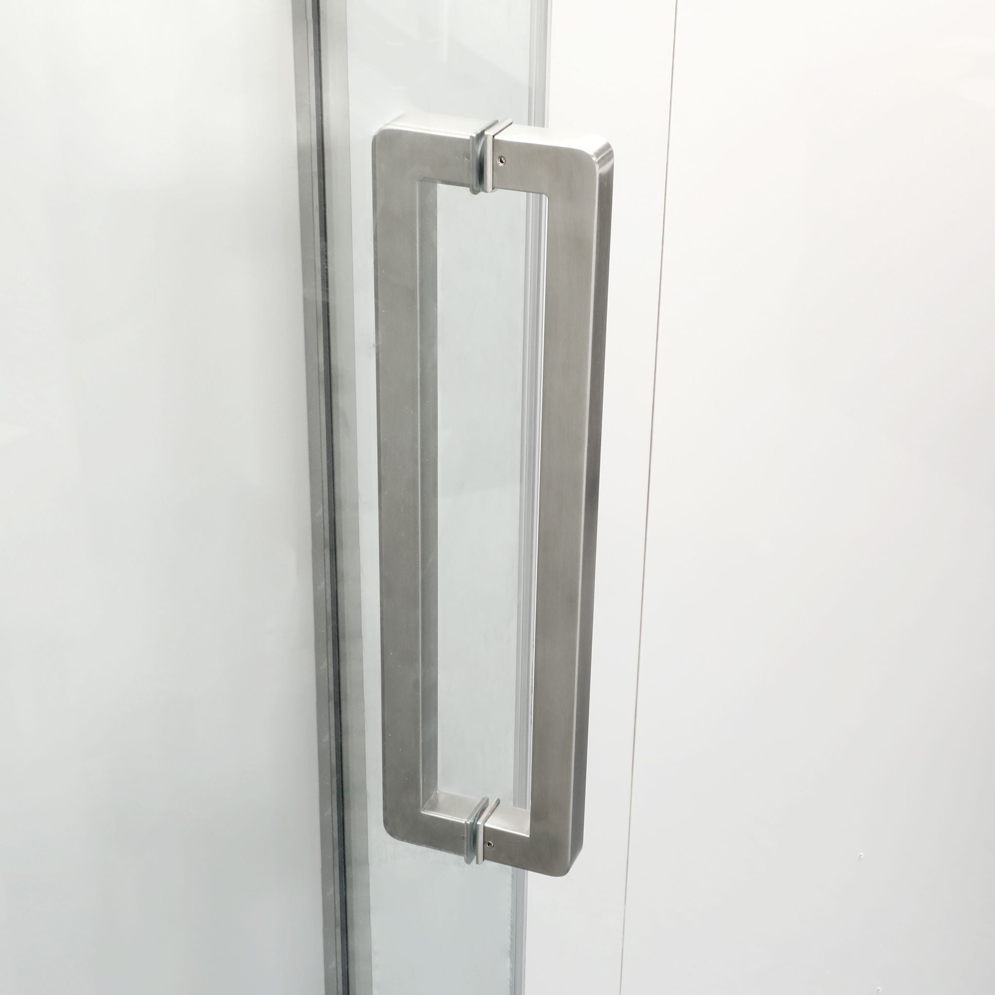 Semi Frameless Neo Angle Hinged Shower Enclosure With Clear Tempered Glass - Brushed Nickel - Best Buy Furniture