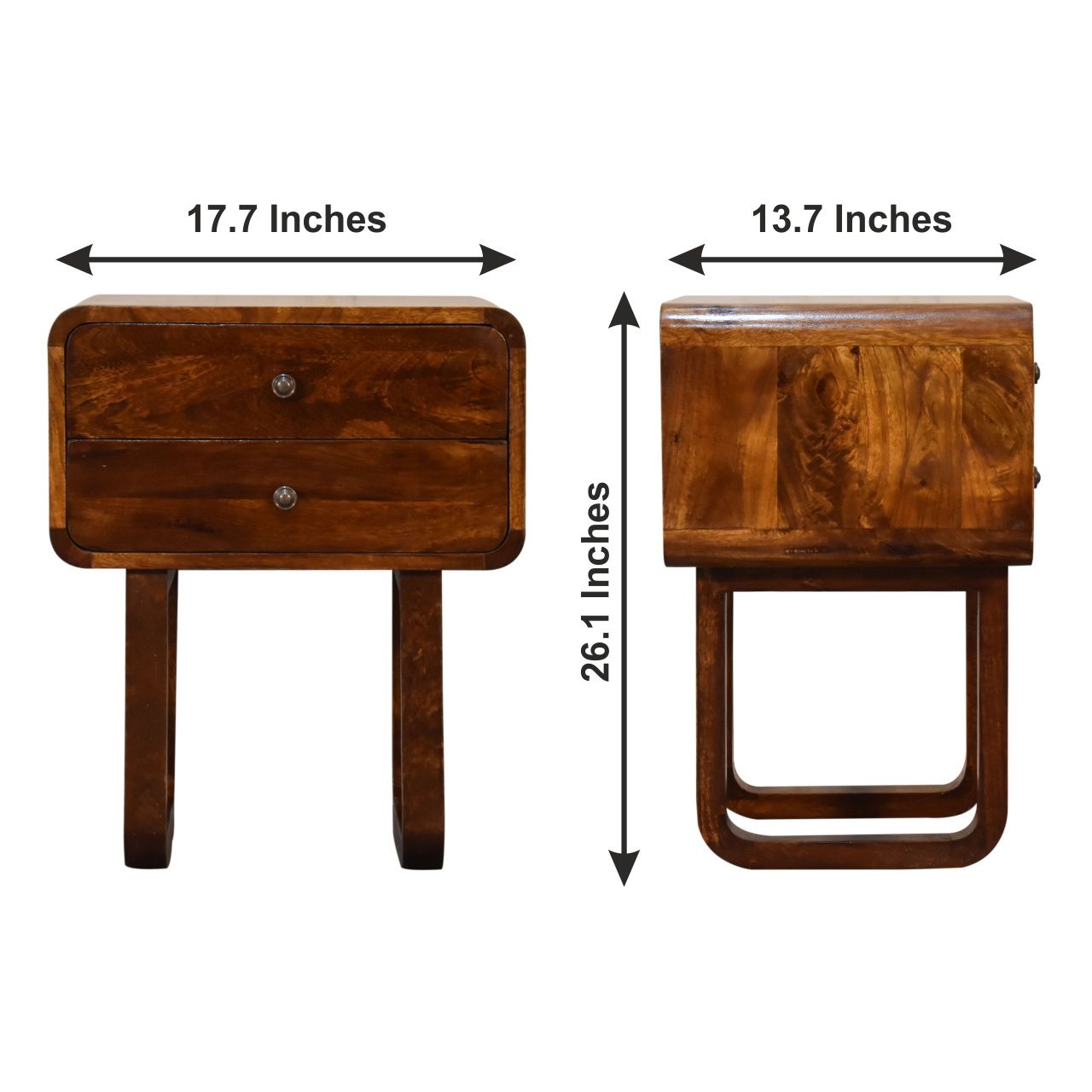 U Curved Nightstand - Brown