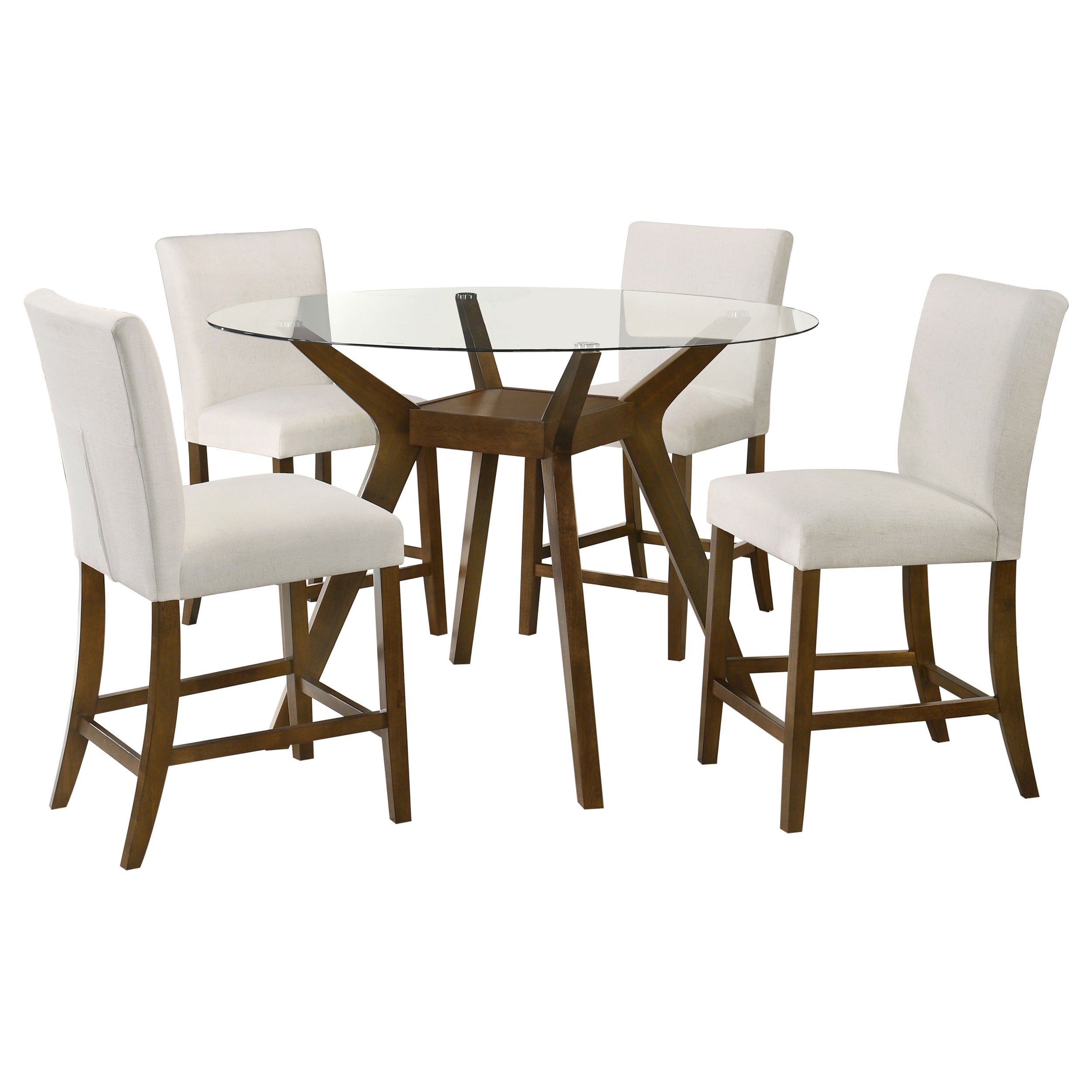 Paxton 5-piece Round Glass Top Counter Height Dining Set Teal Blue-