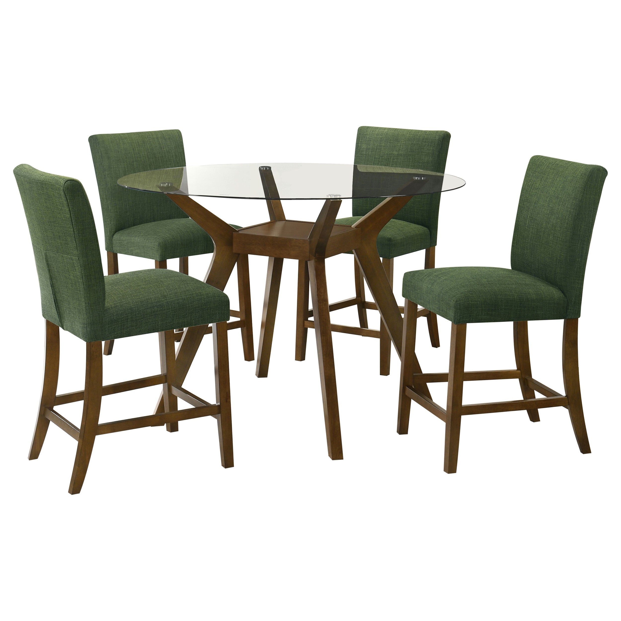 Paxton 5-piece Round Glass Top Counter Height Dining Set Teal Blue-