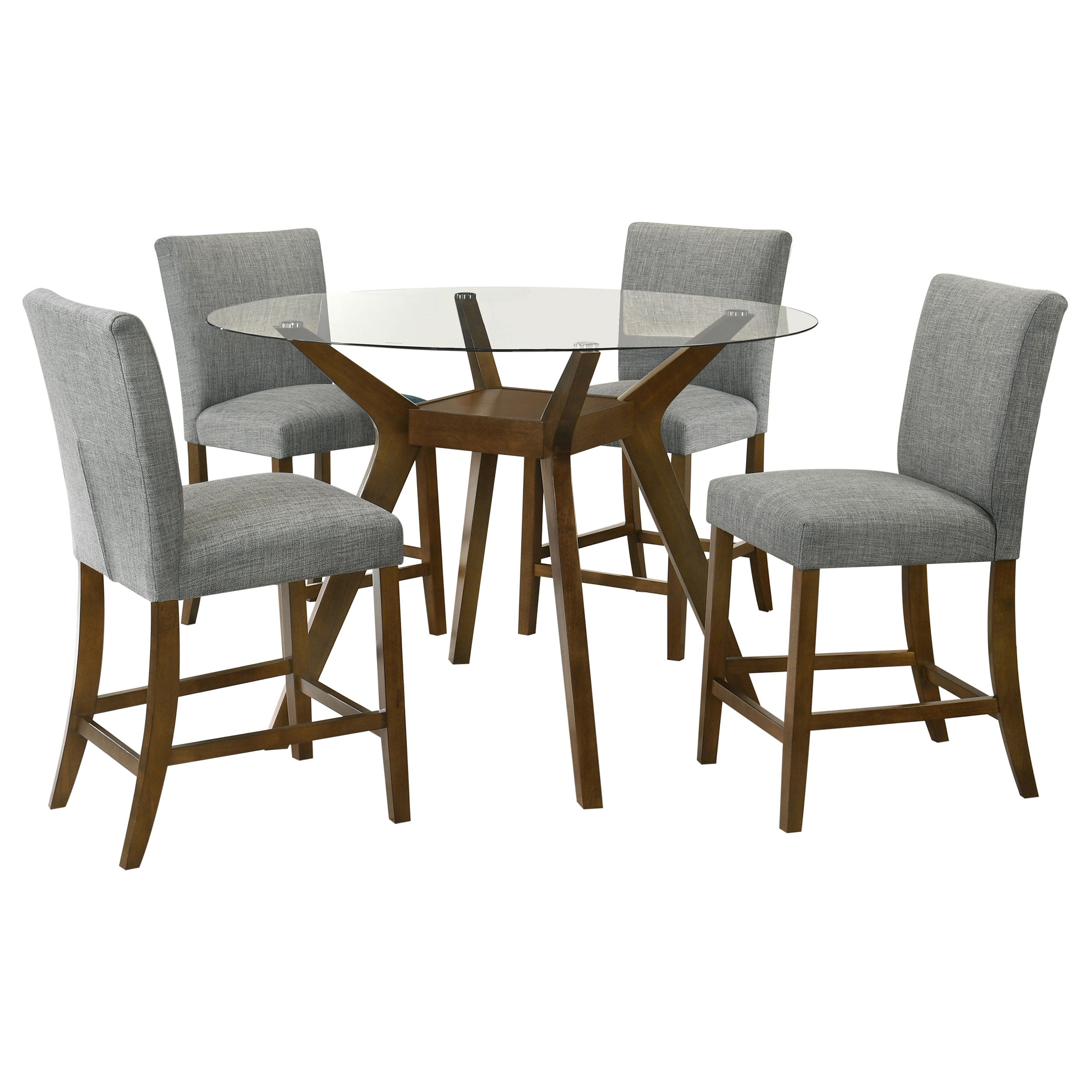 Paxton 5-piece Round Glass Top Counter Height Dining Set Teal Blue-
