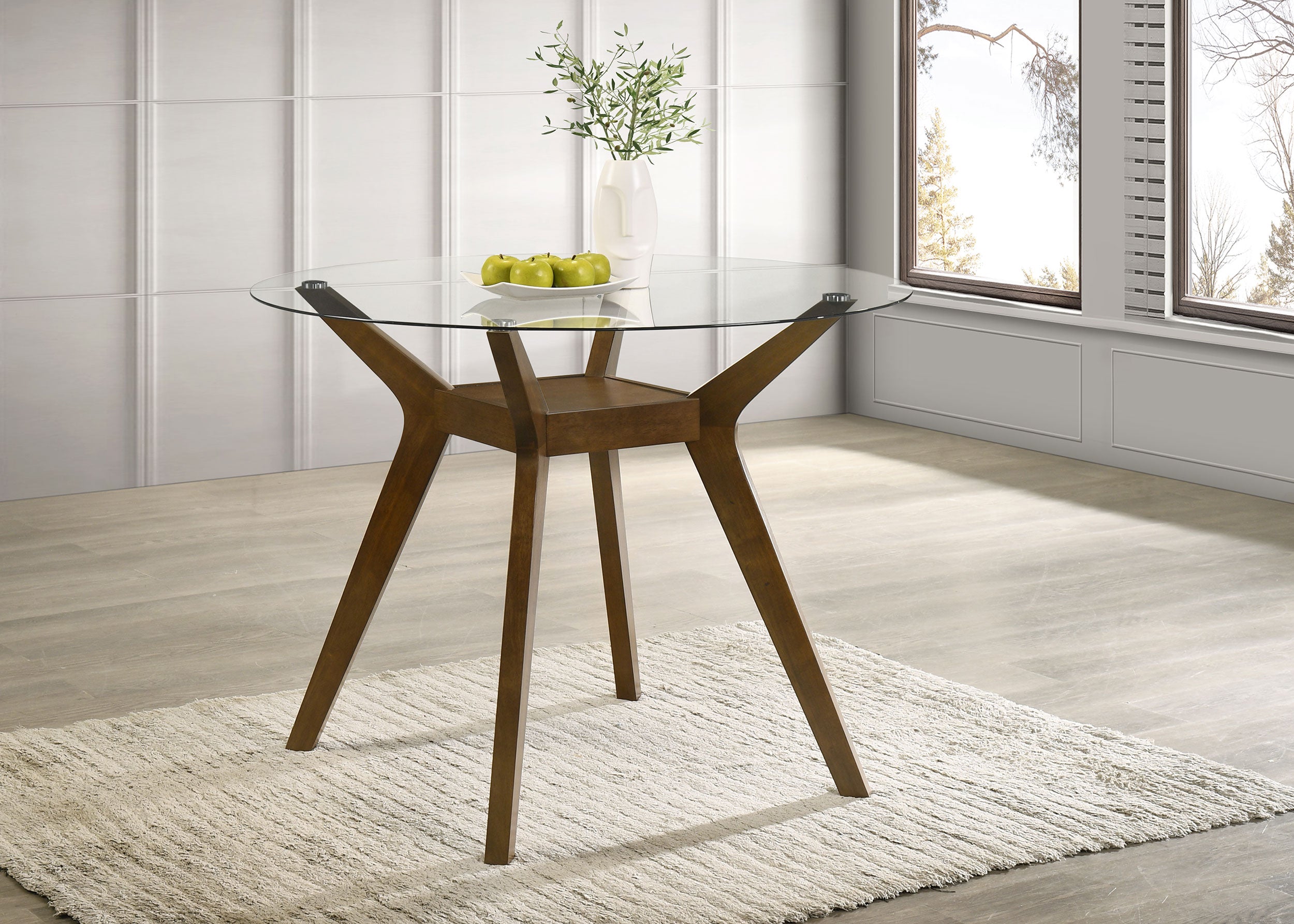 Paxton Round 48-inch Glass Top Counter Height Dining Table Brown-