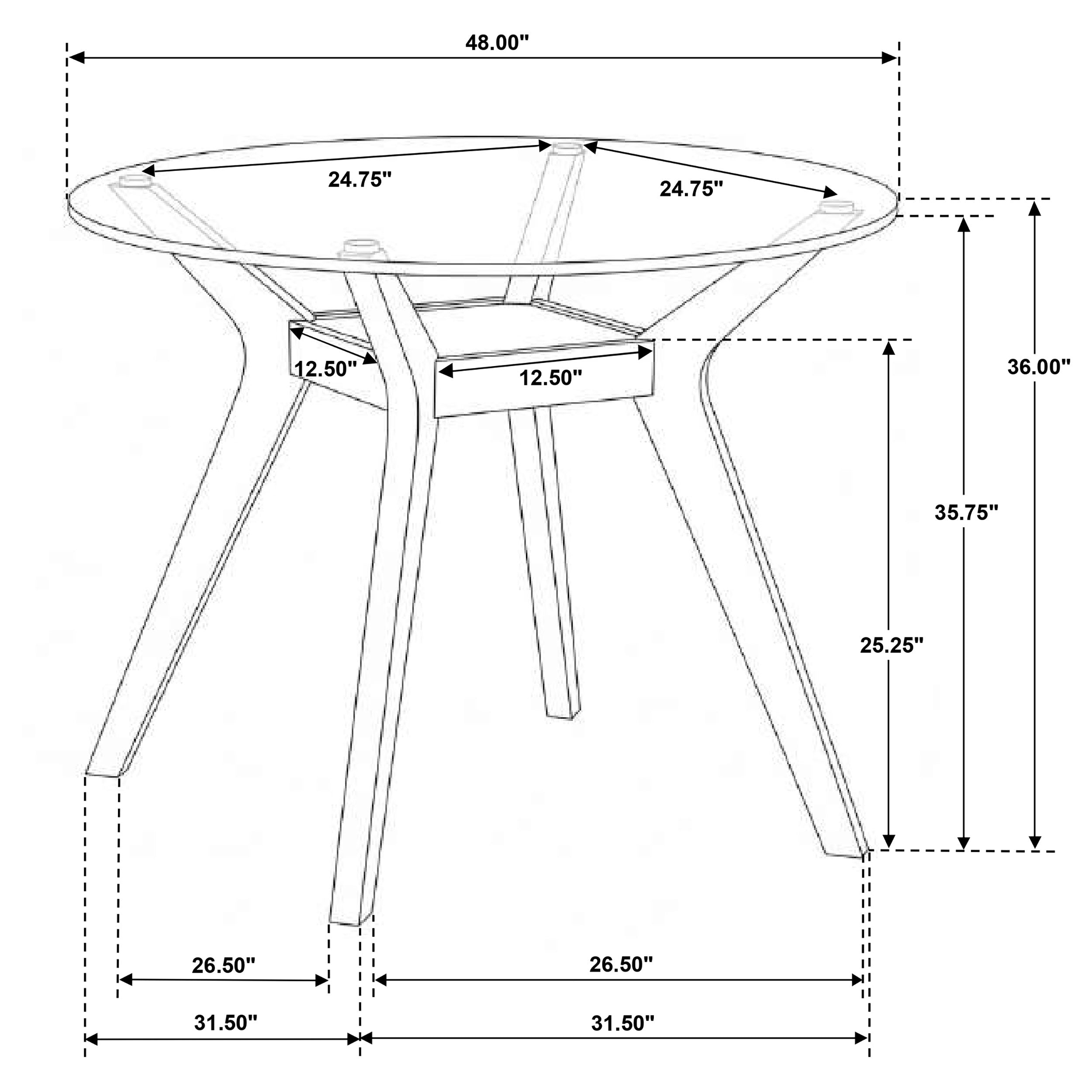 Paxton Round 48-inch Glass Top Counter Height Dining Table Brown-