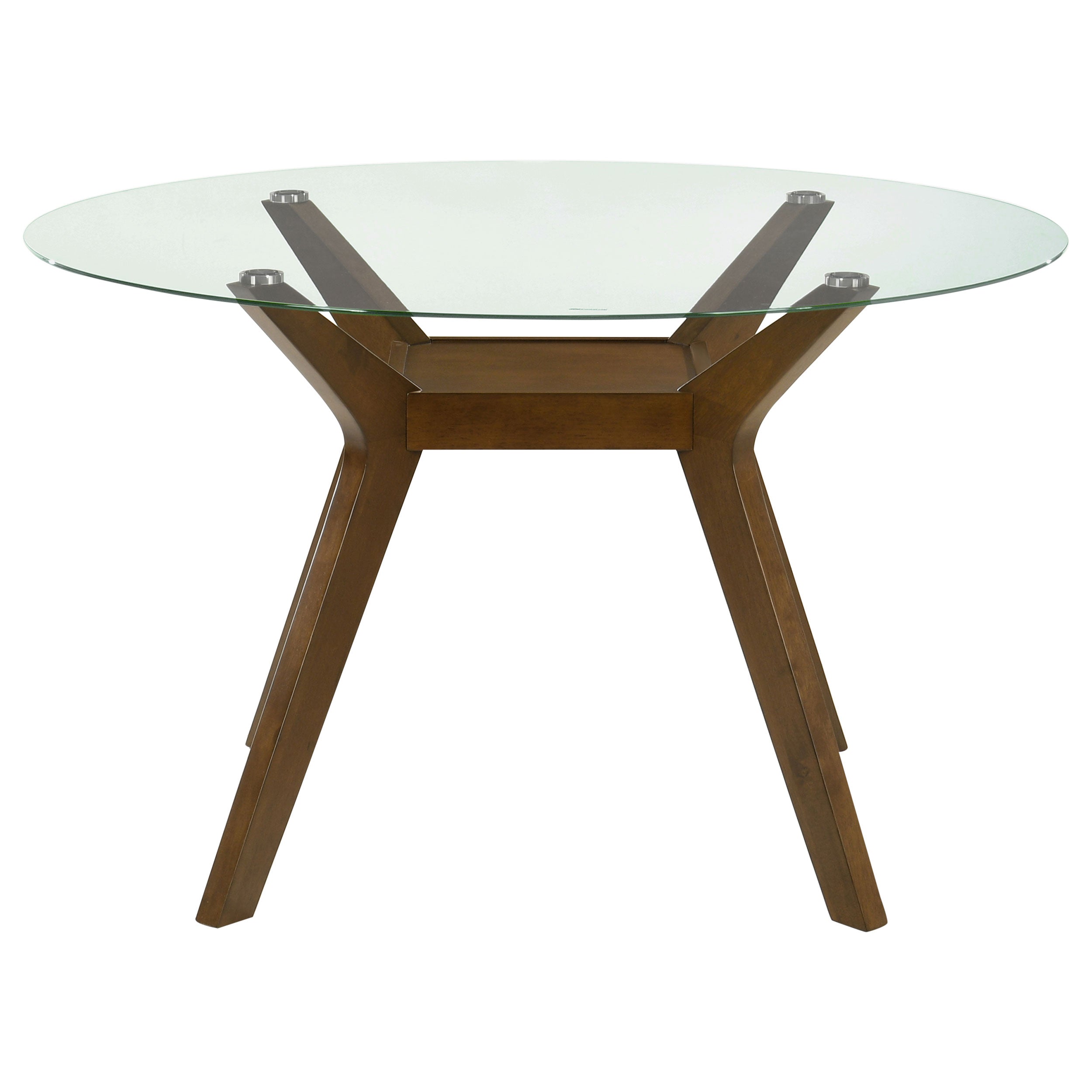 Paxton Round 48-inch Glass Top Wood Dining Table Brown-