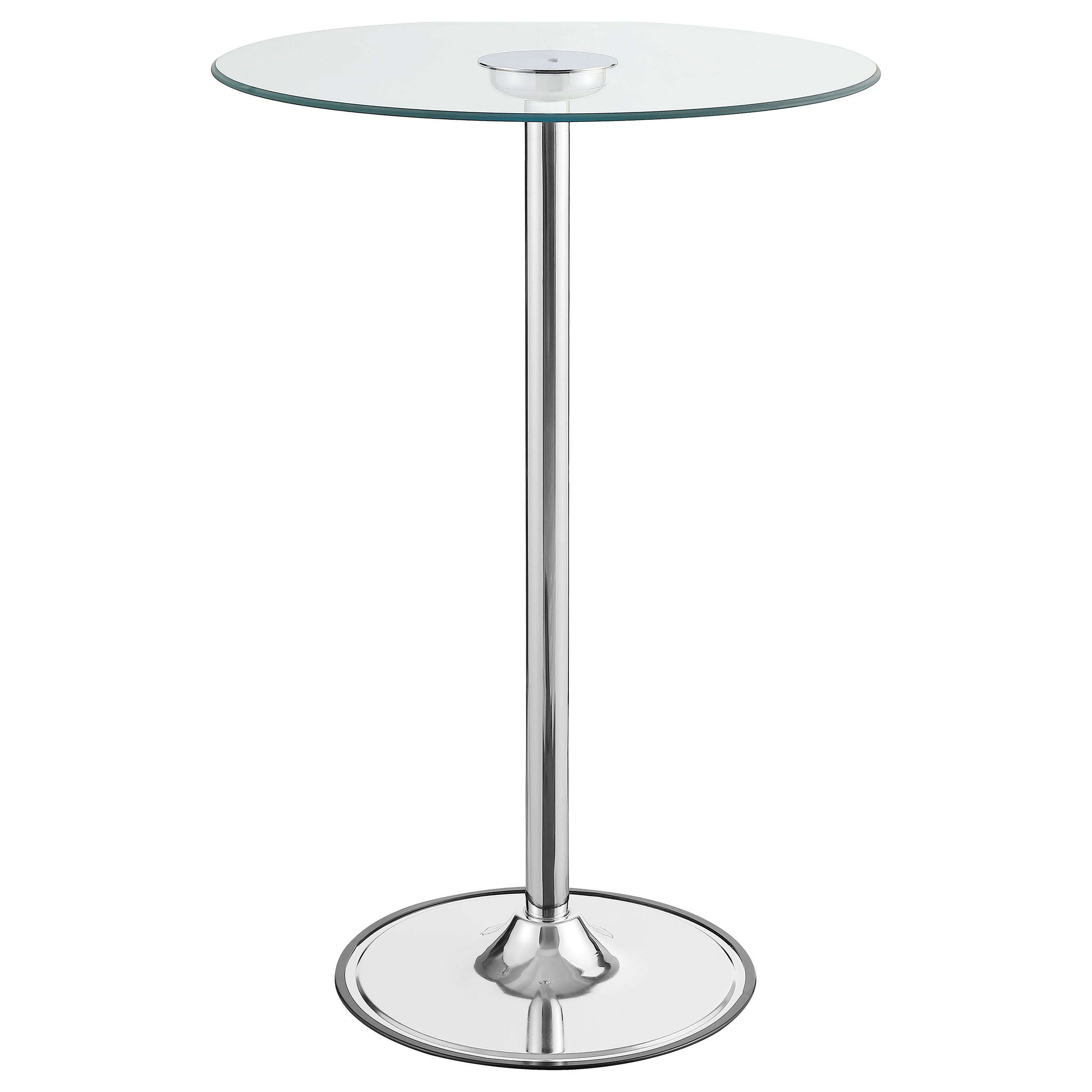 Thea Round 28-inch Glass Top LED Bistro Bar Table Chrome-CoasterEssence