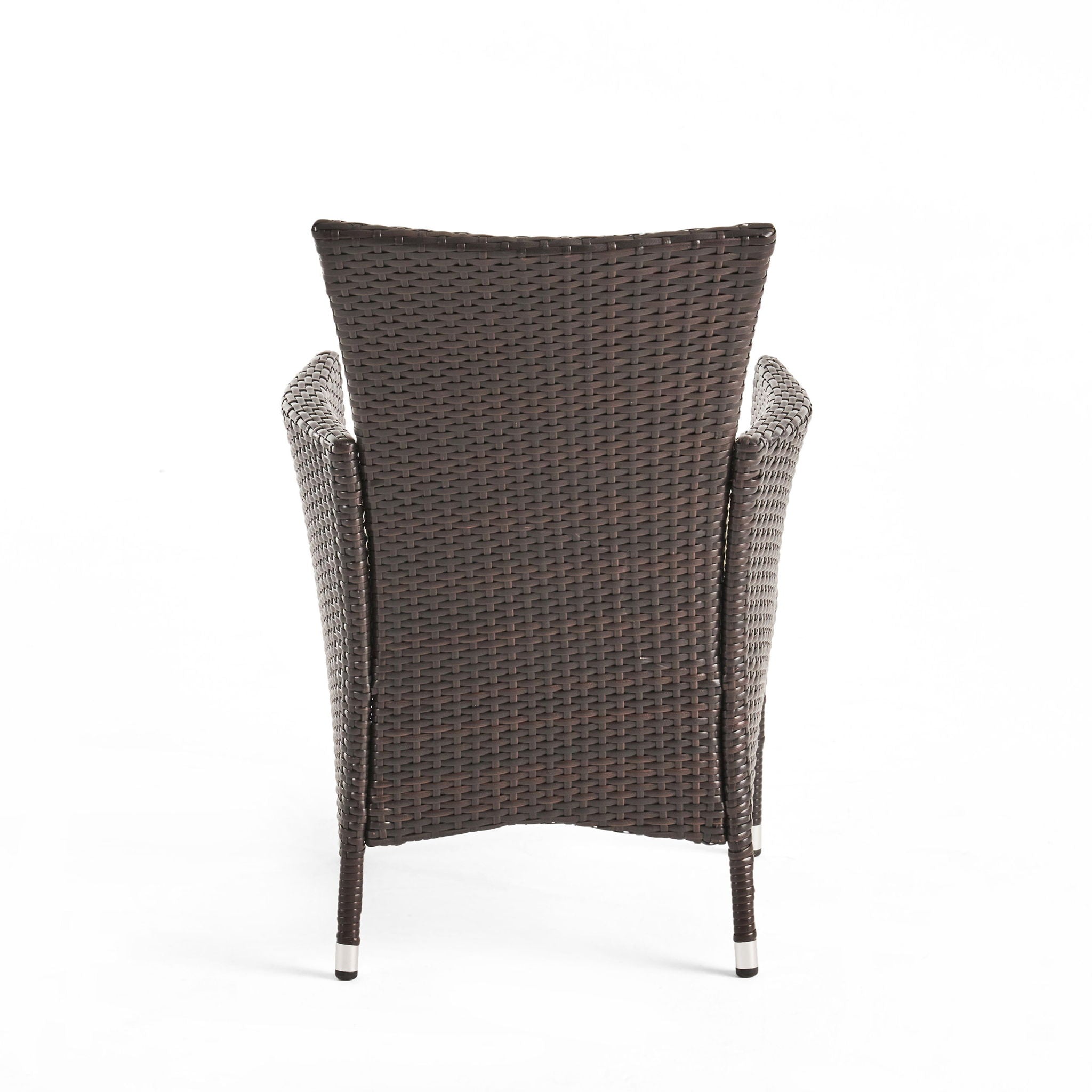 Clementine - Outdoor Wicker Dining Chairs Set With Water Resistant Cushions (Set of 2) - Brown Multi