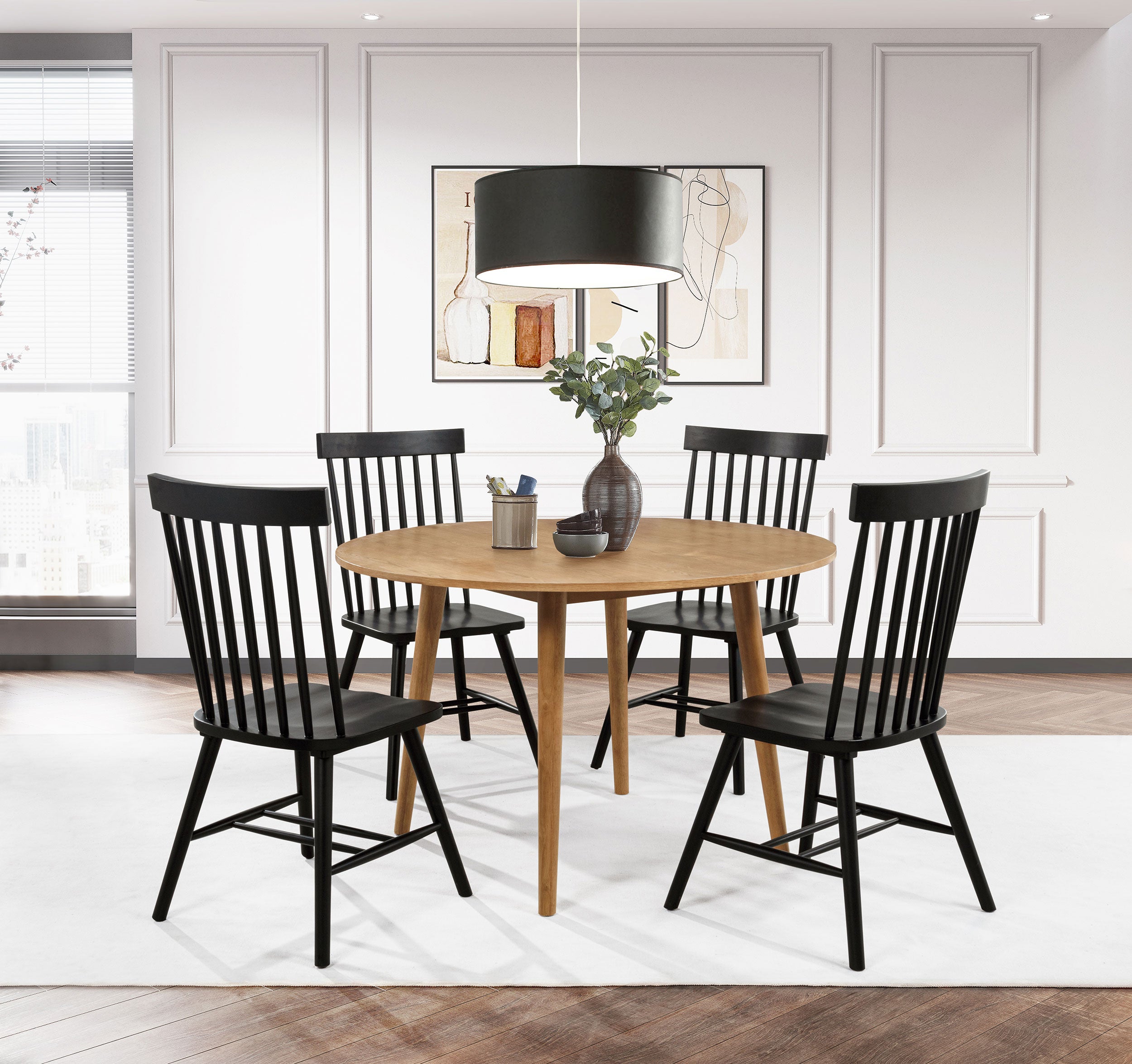 Andrews 5-piece Round Wood Dining Room Table Set Light Ash-