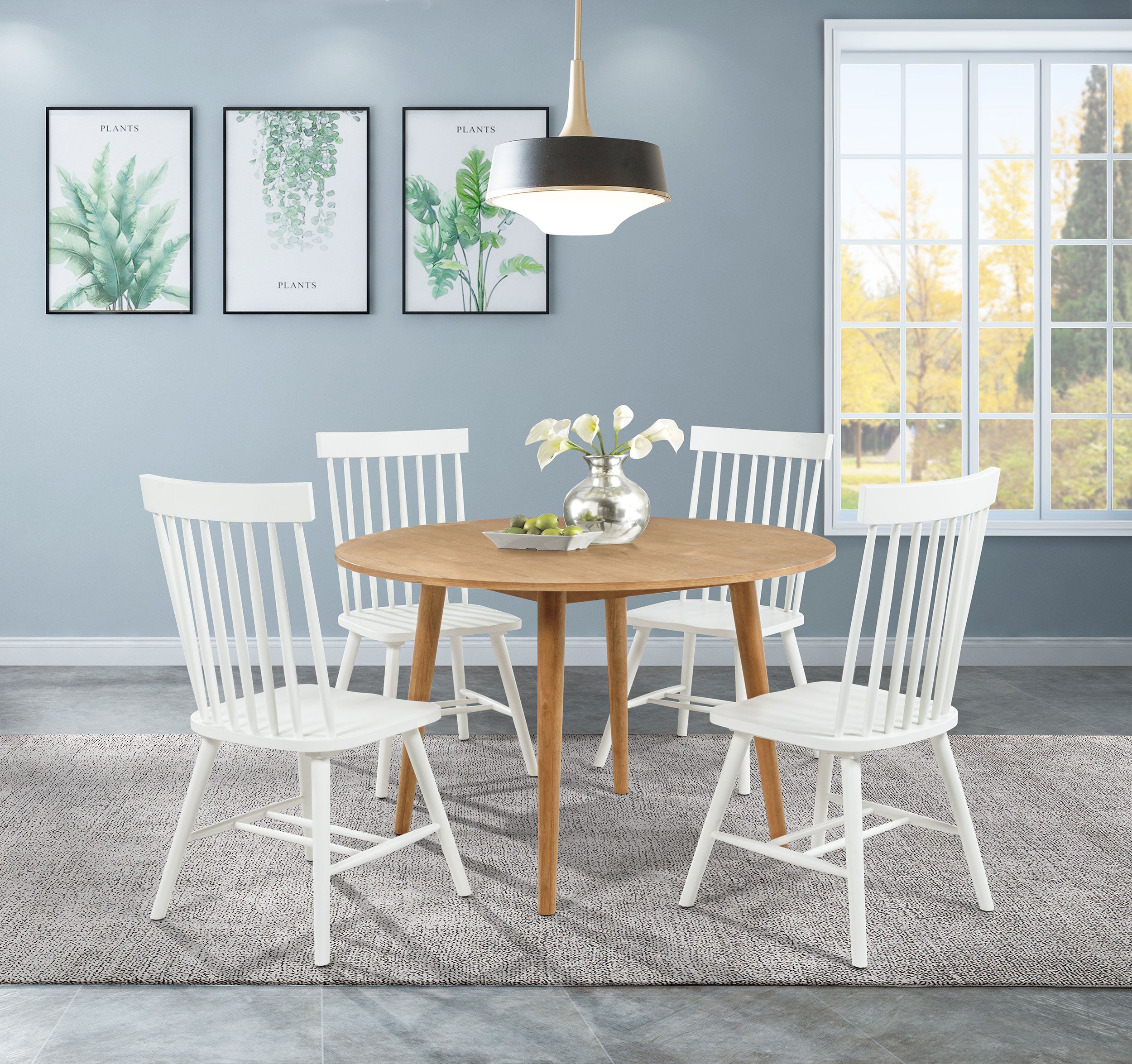 Andrews 5-piece Round Wood Dining Room Table Set Light Ash-