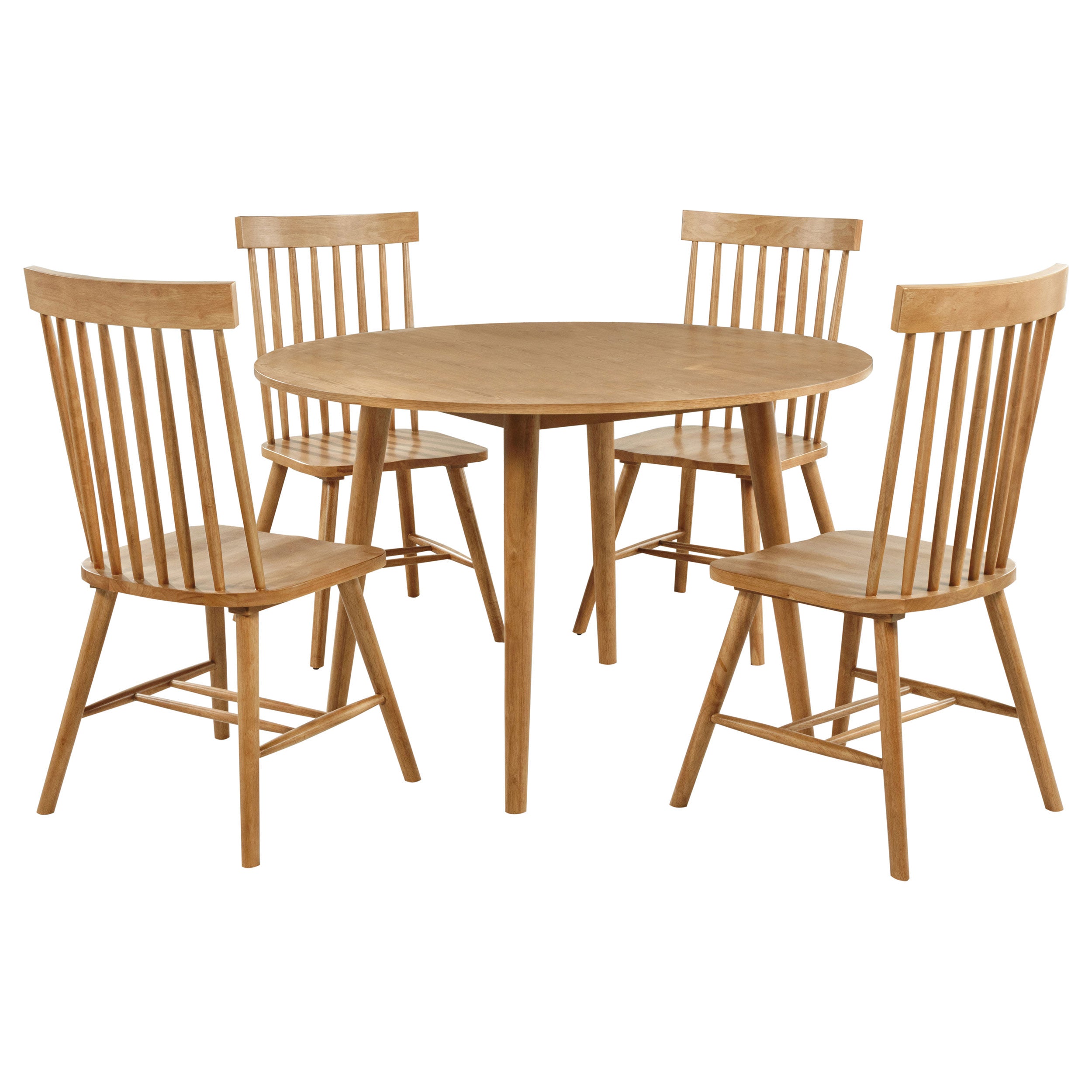 Andrews 5-piece Round Wood Dining Room Table Set Light Ash-