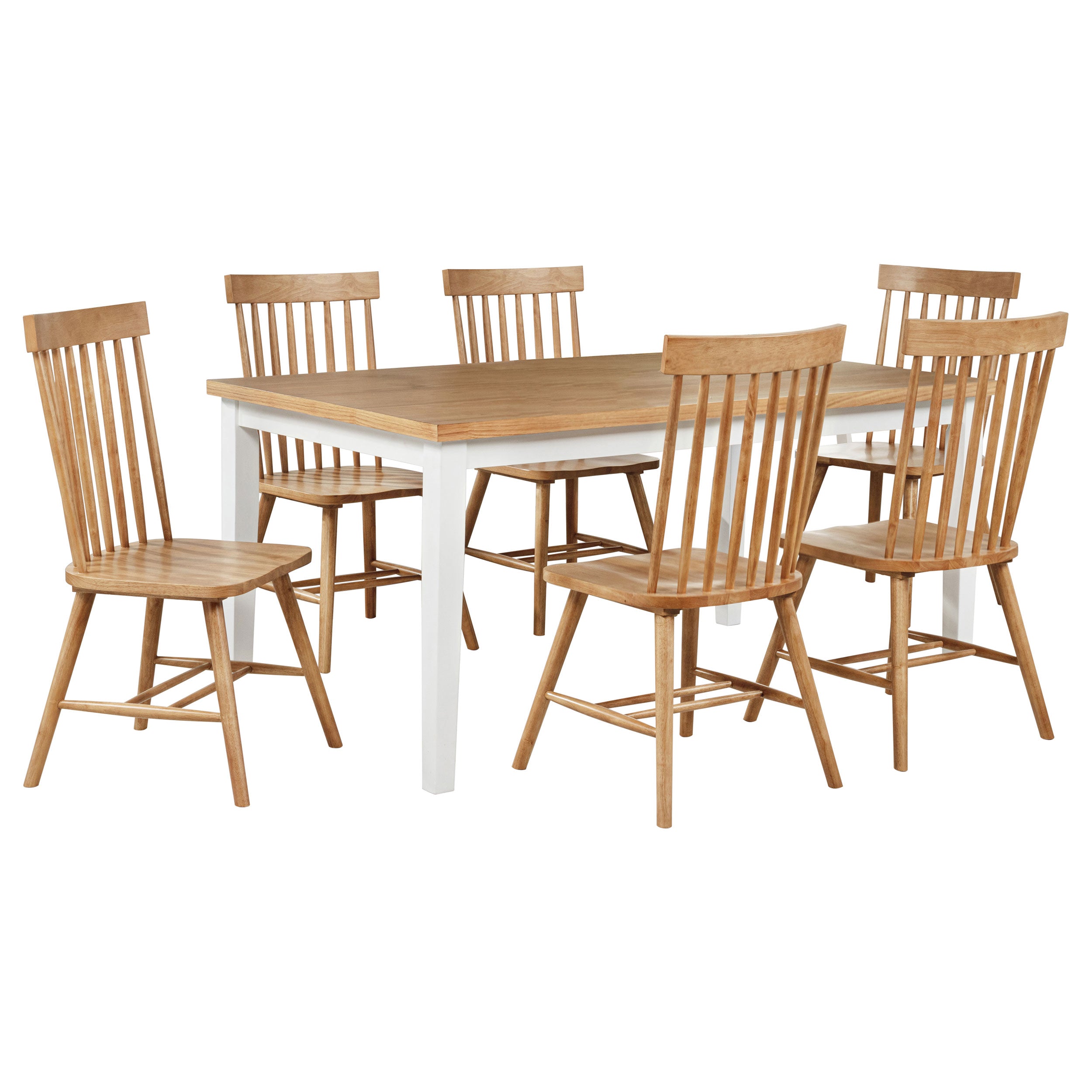 Andrews 7-piece Rectangular Dining Set Light Ash and White-