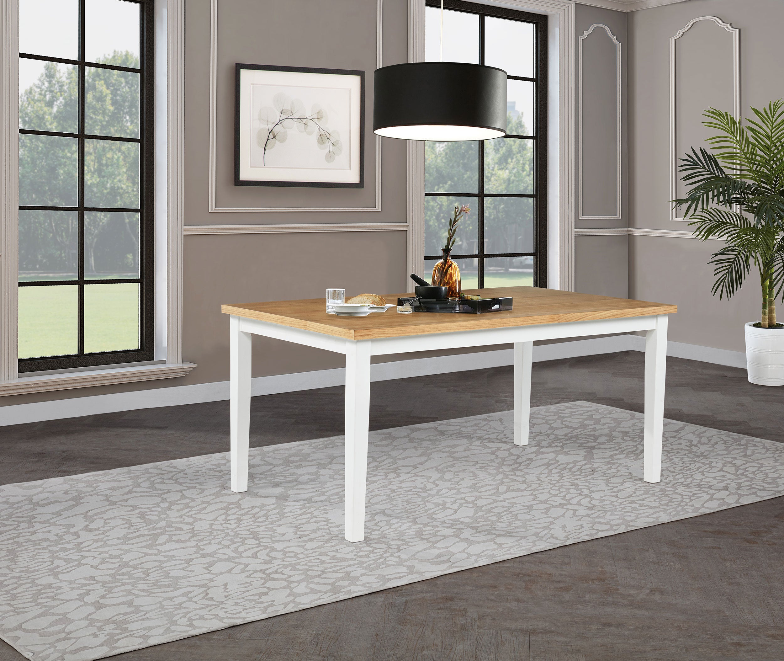 Andrews 66-inch Rectangular Dining Table Light Ash and White-