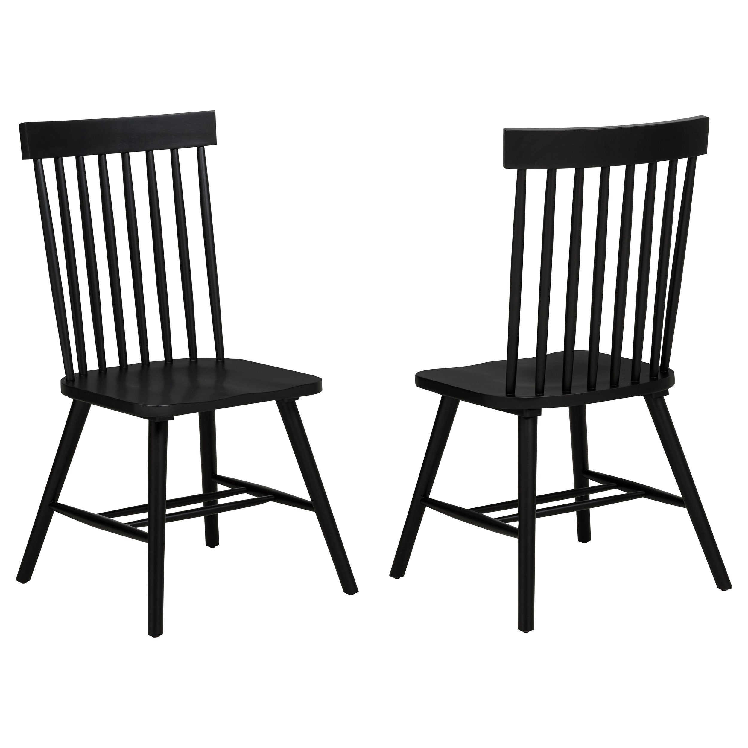 Andrews Windsor Spindle Back Dining Side Chair Black (Set of 2)-
