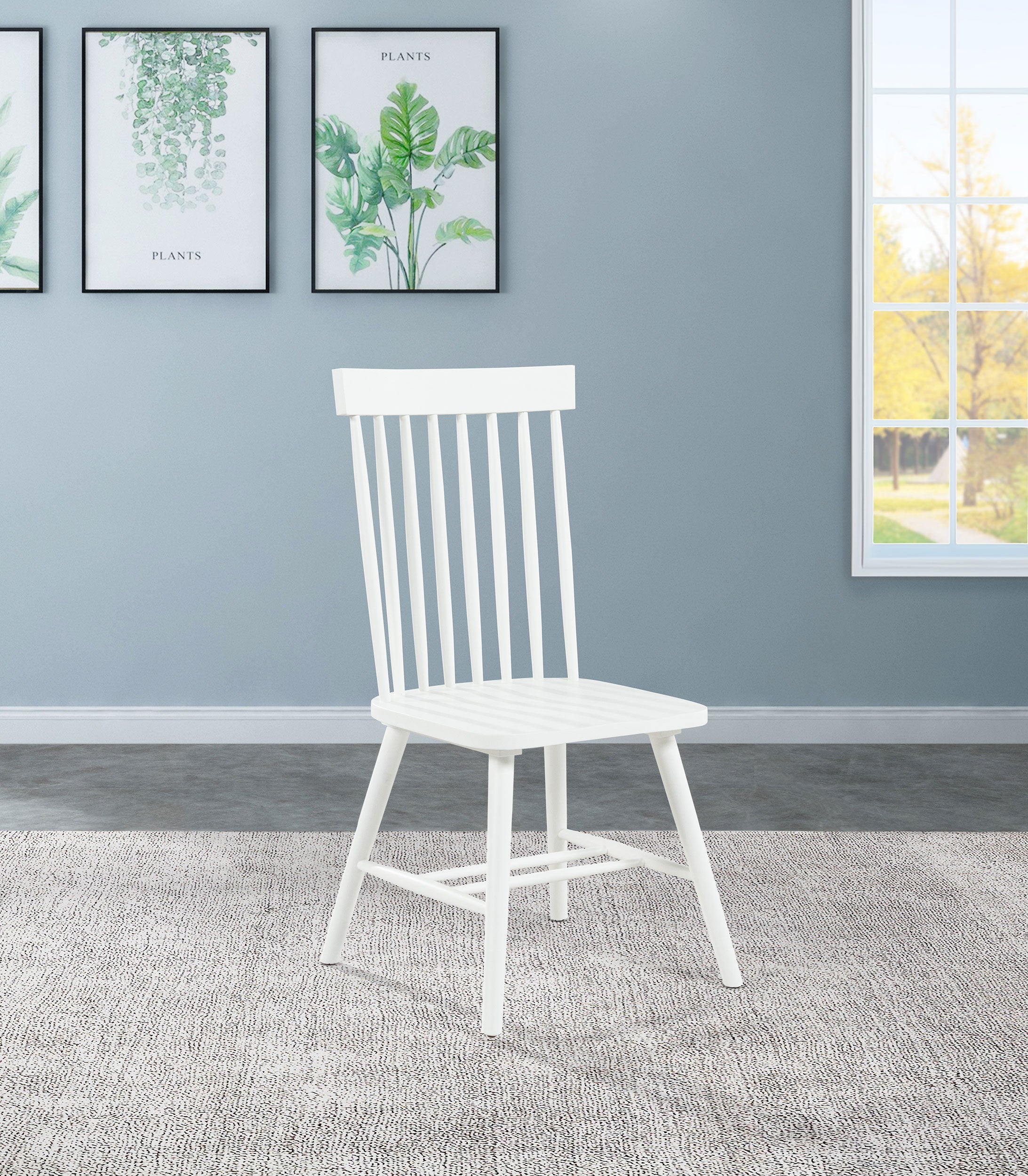 Andrews Windsor Spindle Back Dining Side Chair White (Set of 2)-