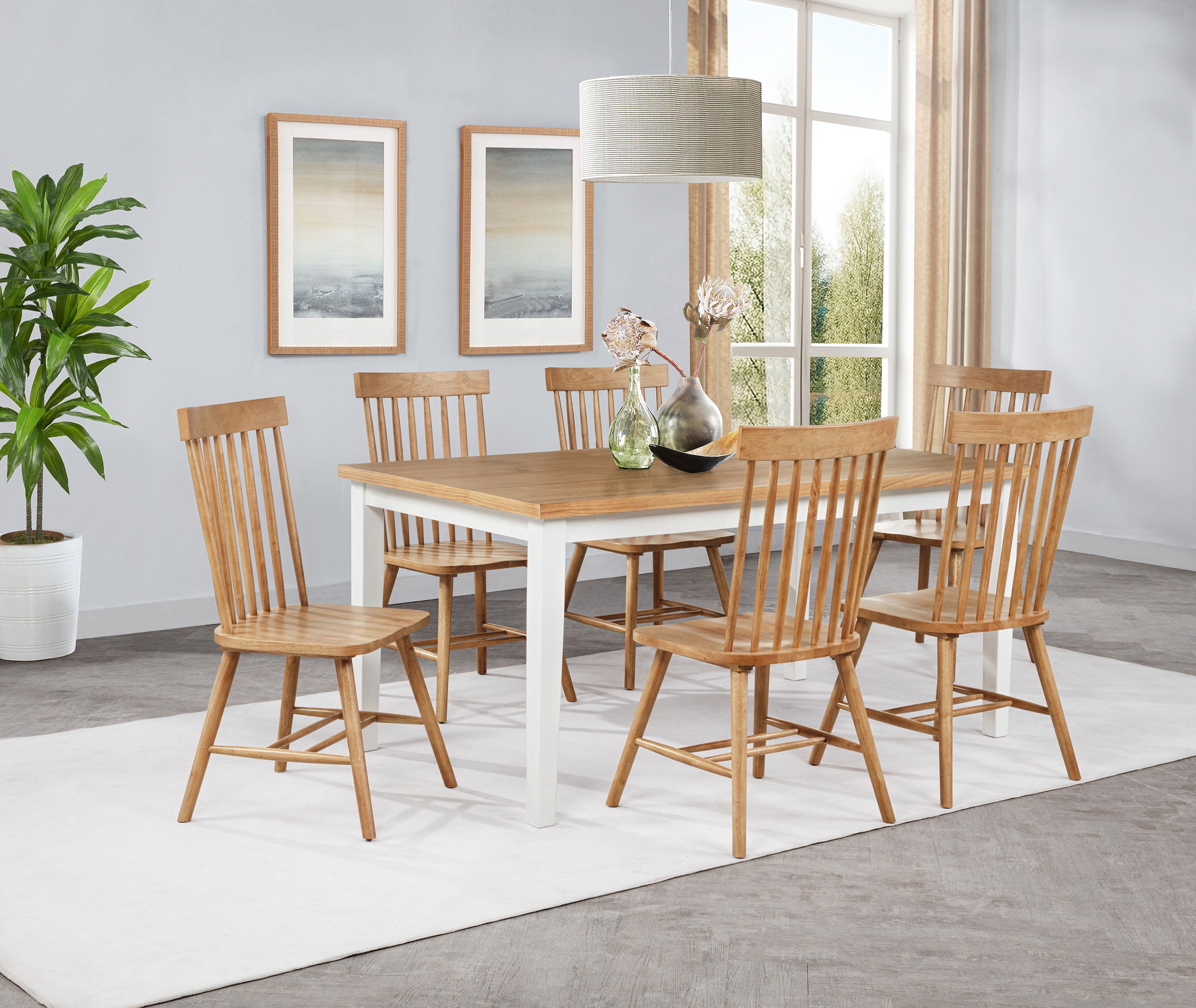 Andrews Windsor Spindle Back Dining Side Chair Light Ash (Set of 2)-