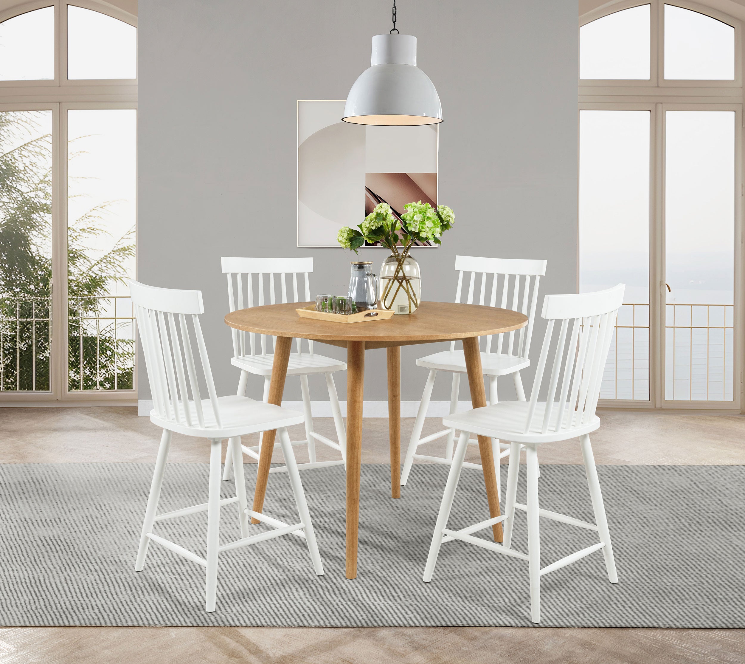 Andrews 5-piece Round Counter Height Dining Set Light Ash-