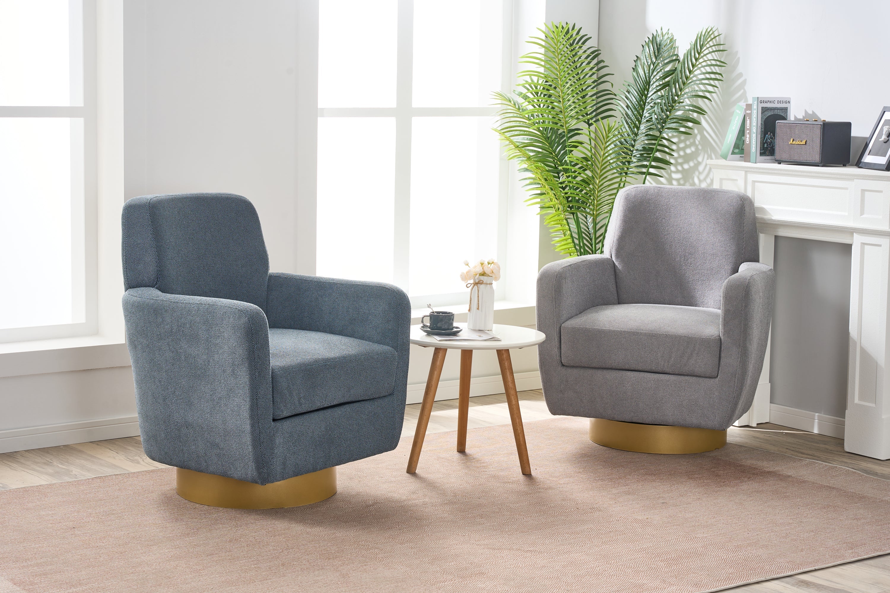 360 Degree Rotation Armchair Cotton Linen