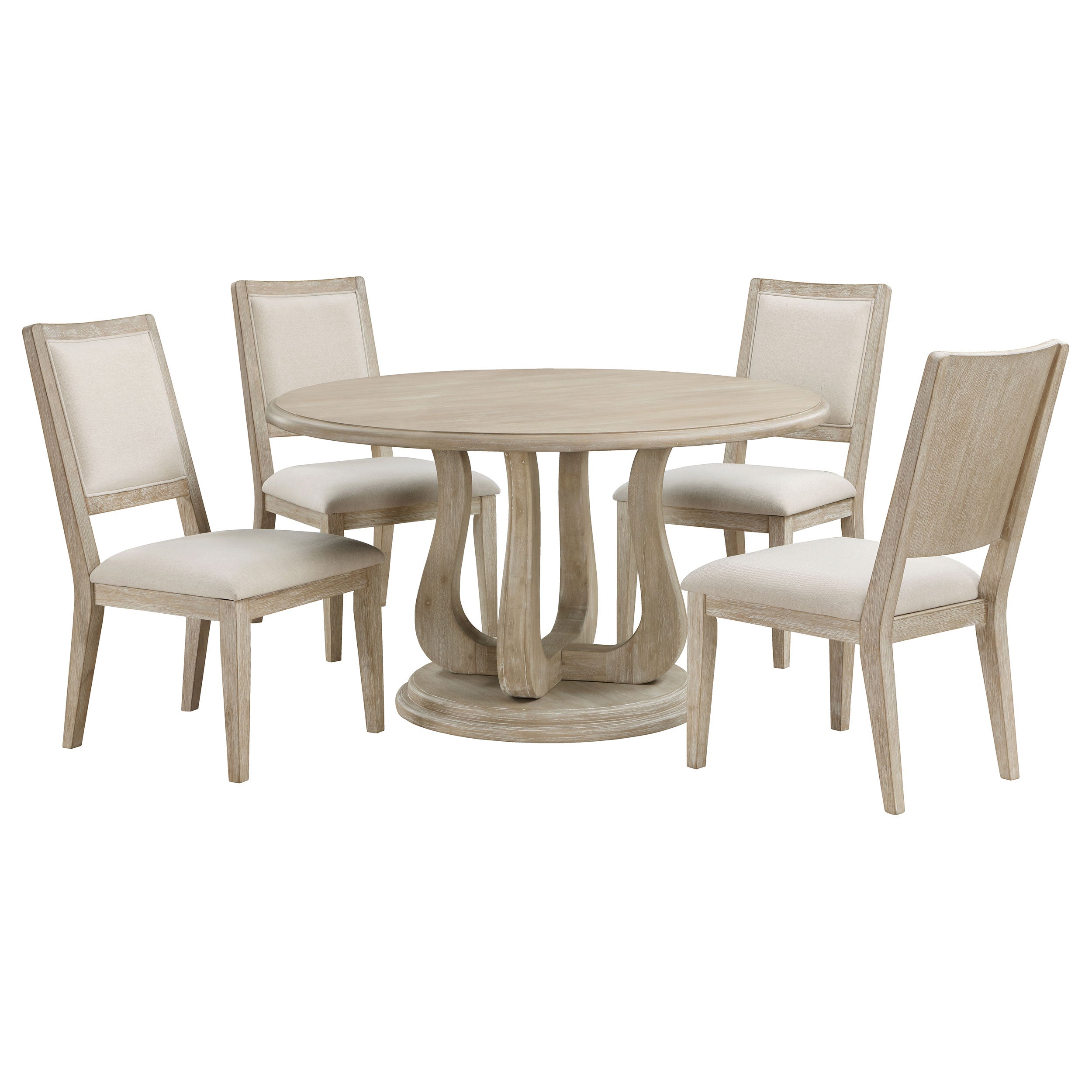 Trofello 5-piece Round Dining Table Set White Washed-