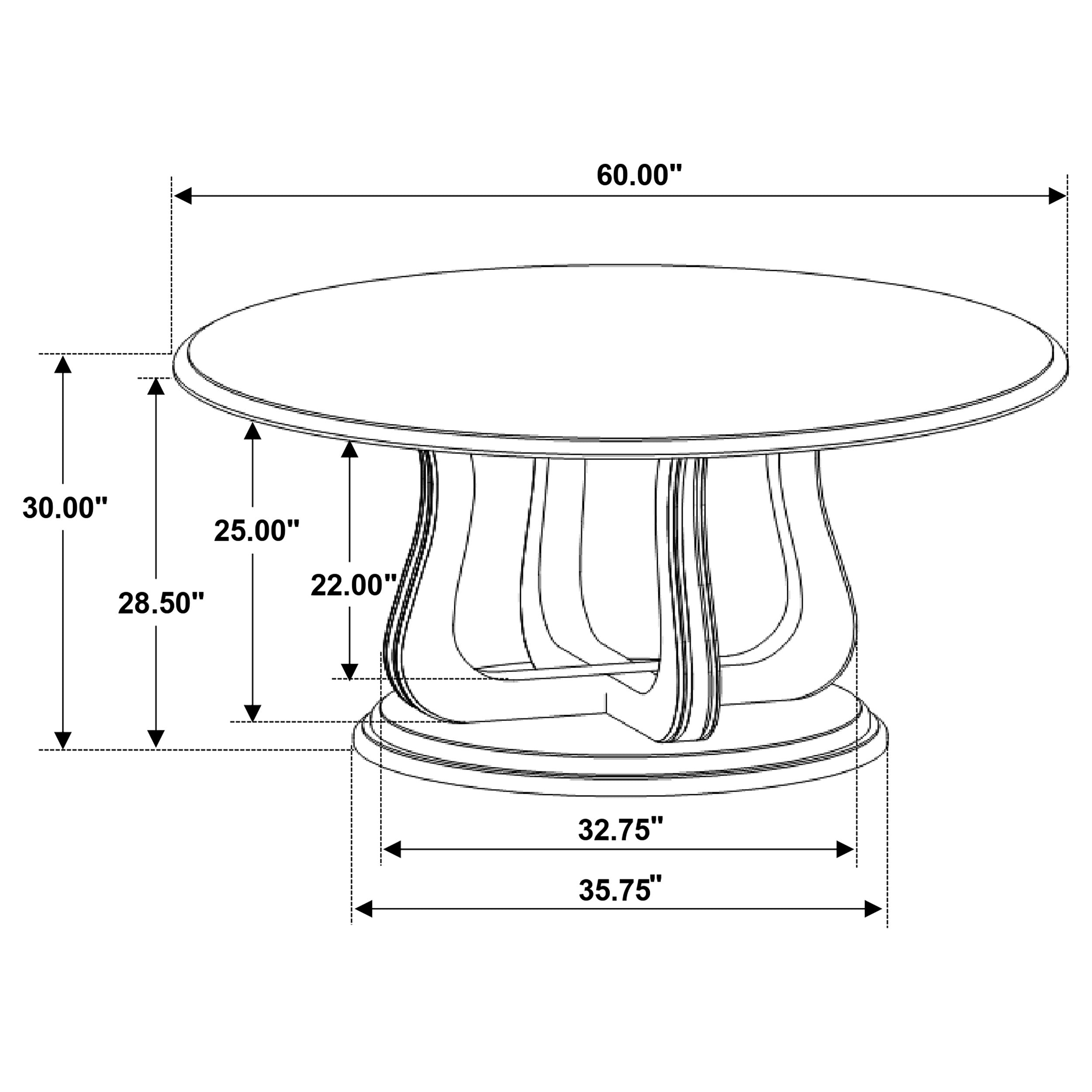 Trofello Round 60-inch Pedestal Dining Table White Washed-