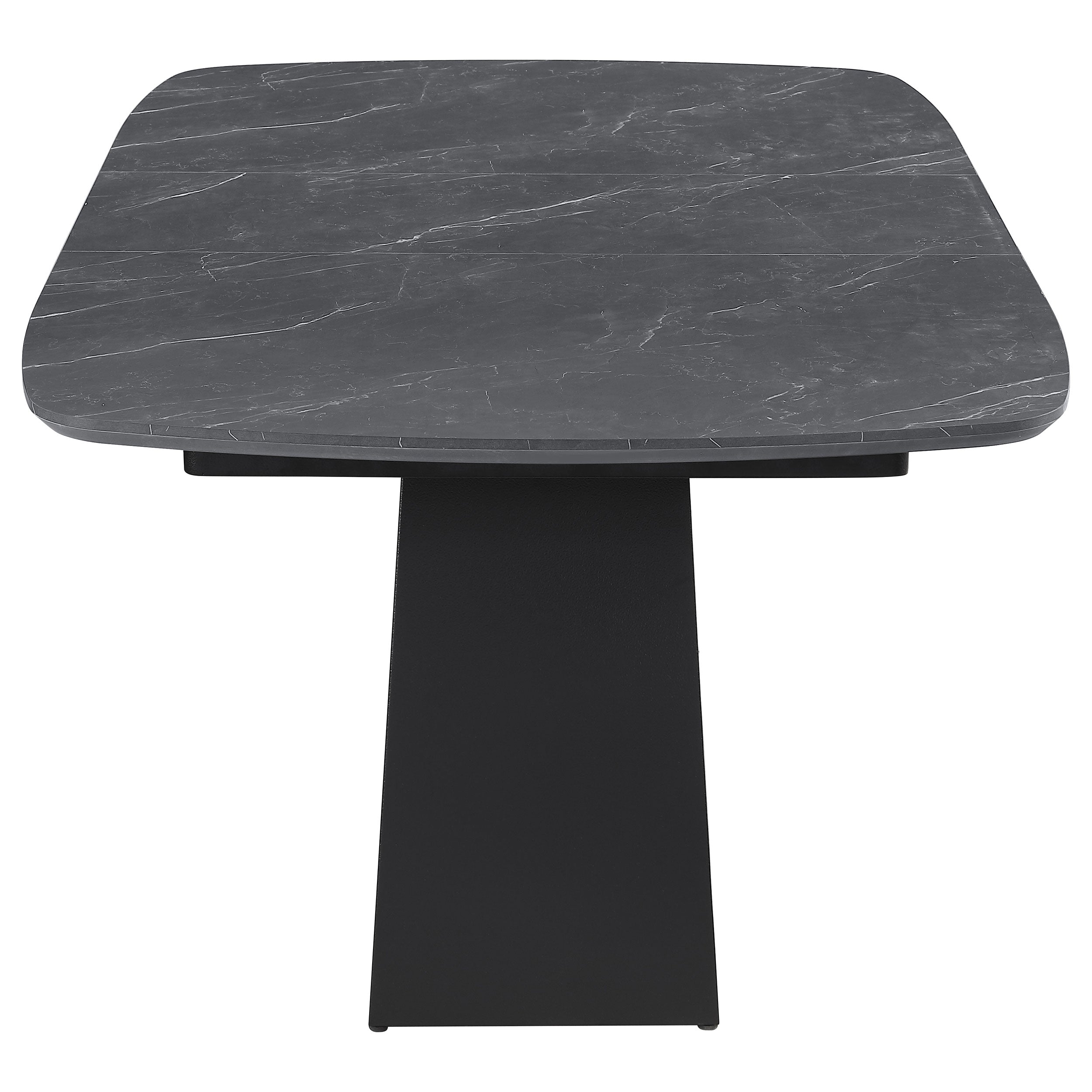 Potero 73-inch Faux Marble Extension Leaf Dining Table Black-